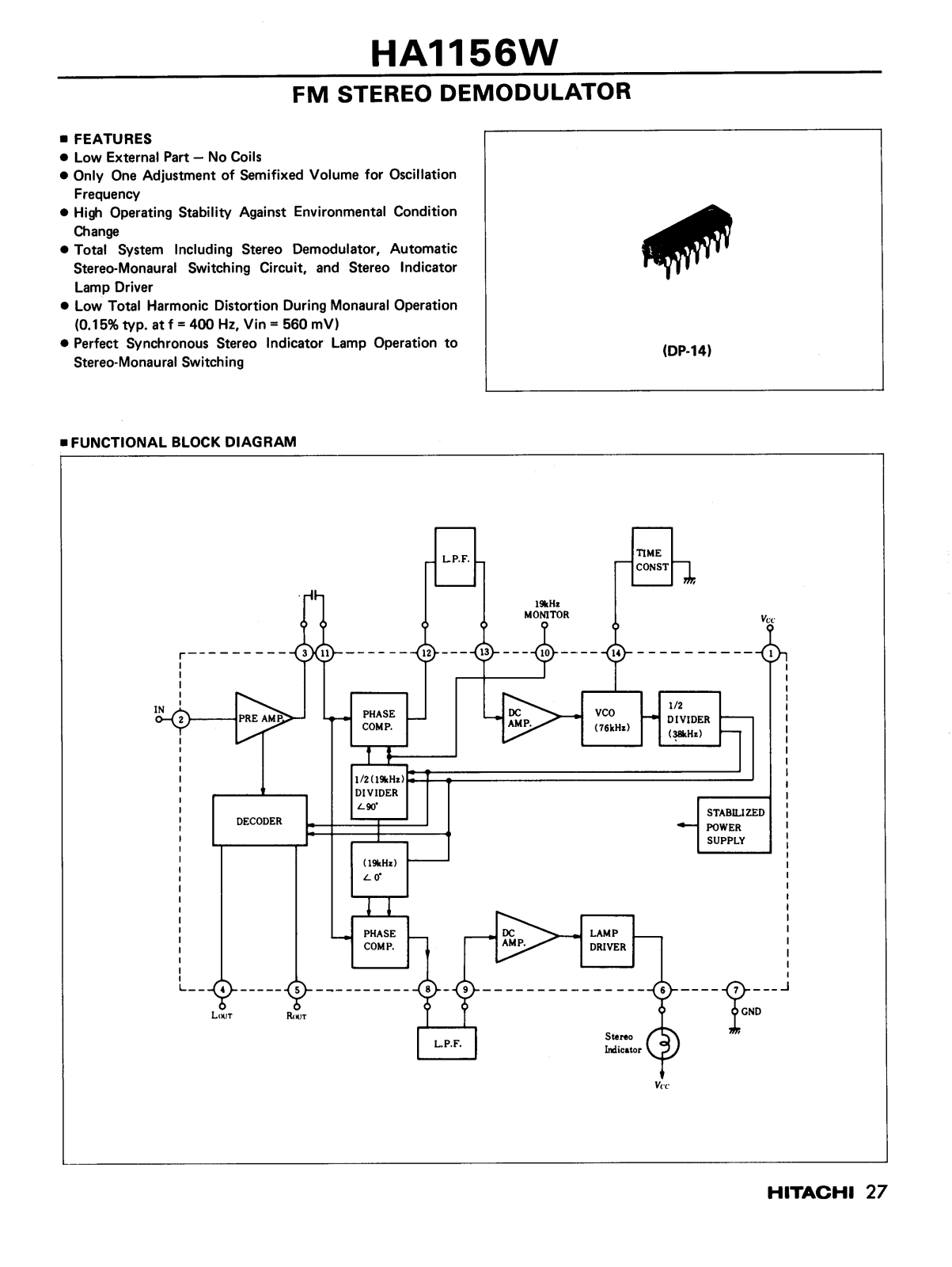 Datasheet HA1156W Specification - ManualMachine.com