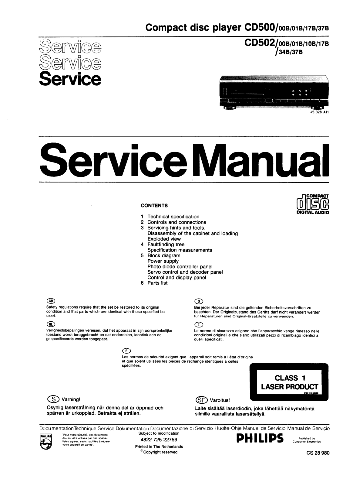 Philips CD-500 Service manual