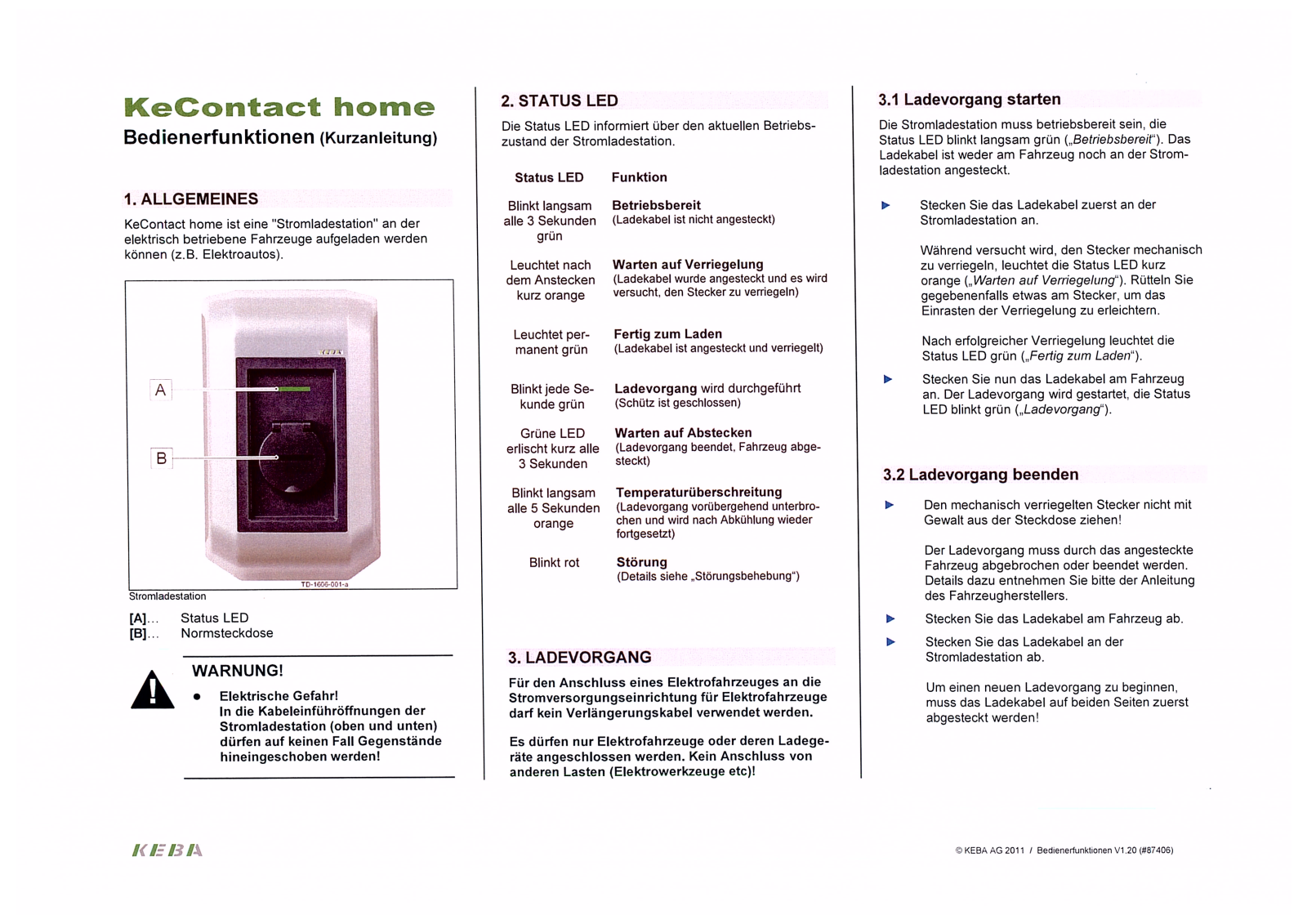 KEBA KeContact home User Manual