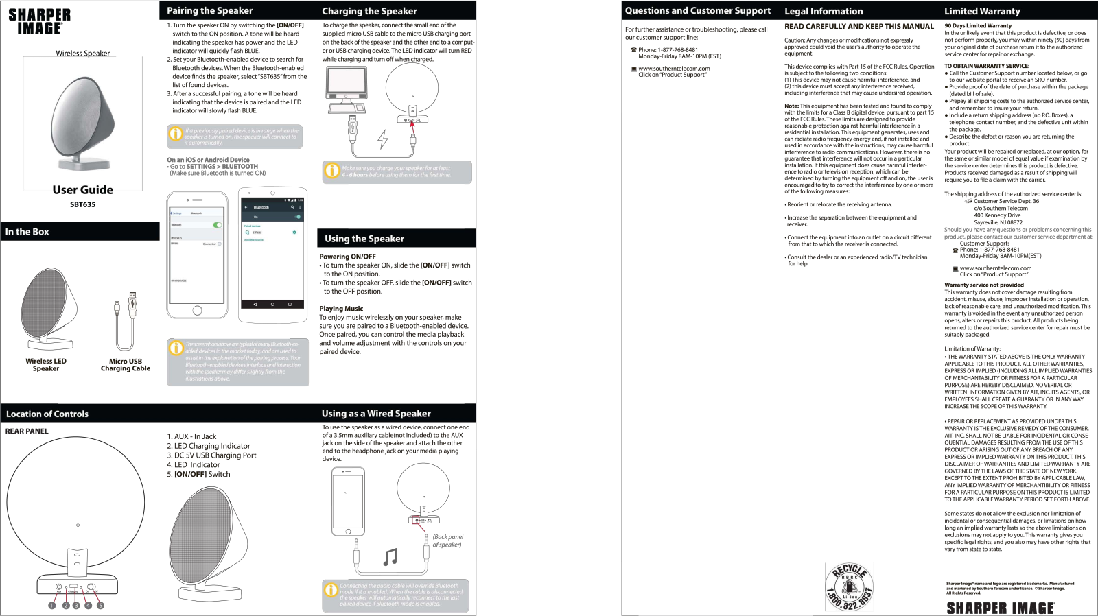 Sharper image SBT635 User Manual