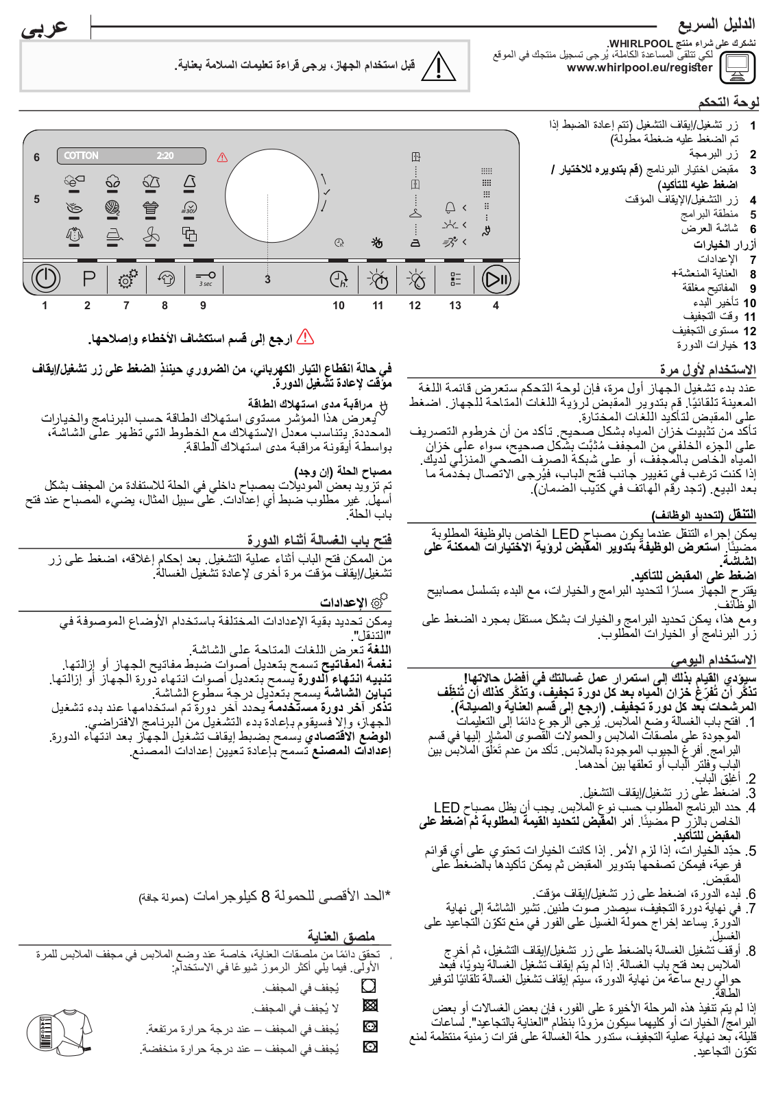 WHIRLPOOL ST CU 8BX GCC Daily Reference Guide