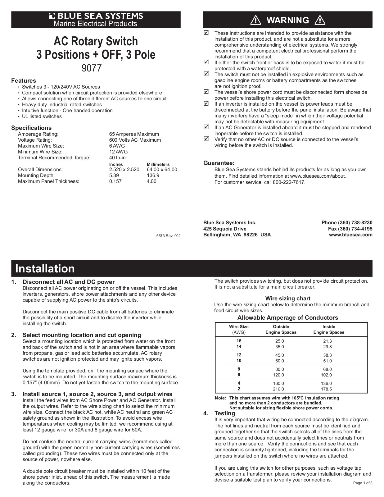 Blue Sea Systems 9077 User Manual