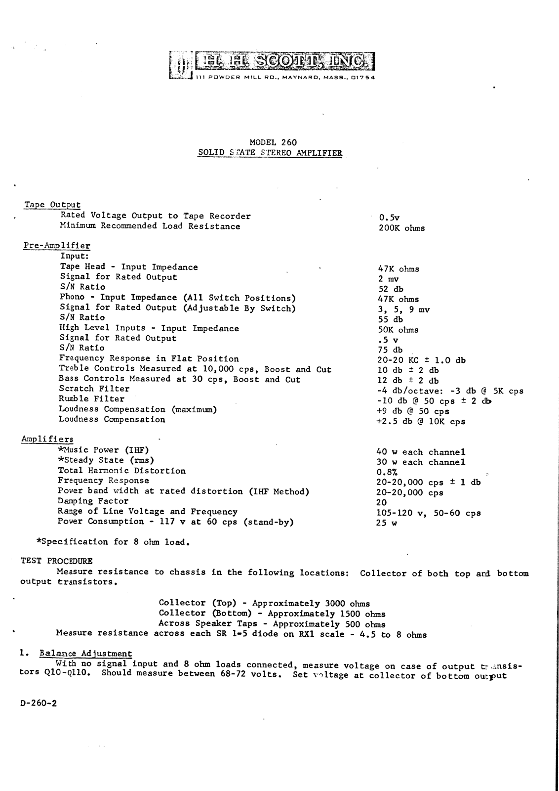 Scott 260 Service Manual