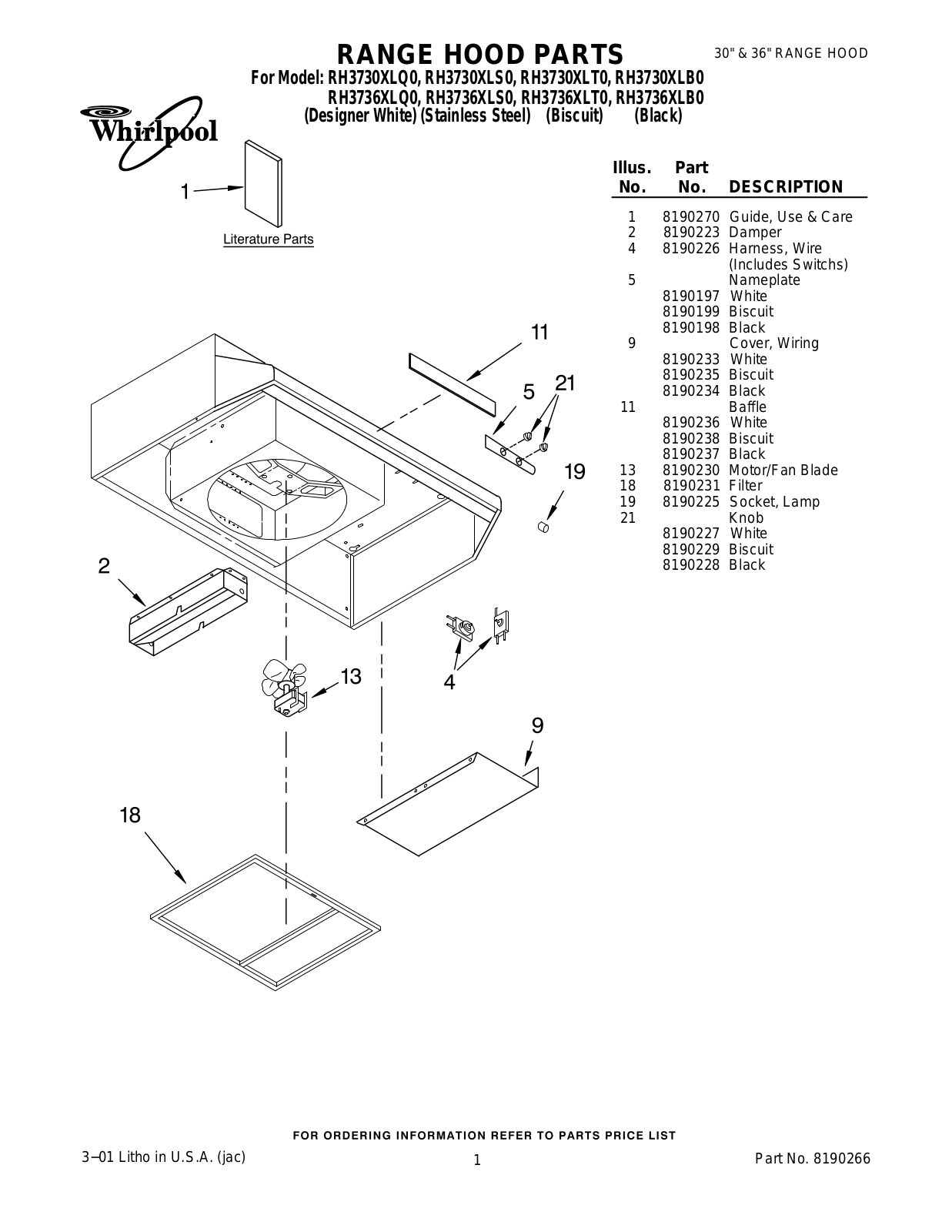 Whirlpool RH3730XLB0, RH3730XLQ0, RH3730XLT0, RH3736XLB0, RH3736XLQ0 User Manual