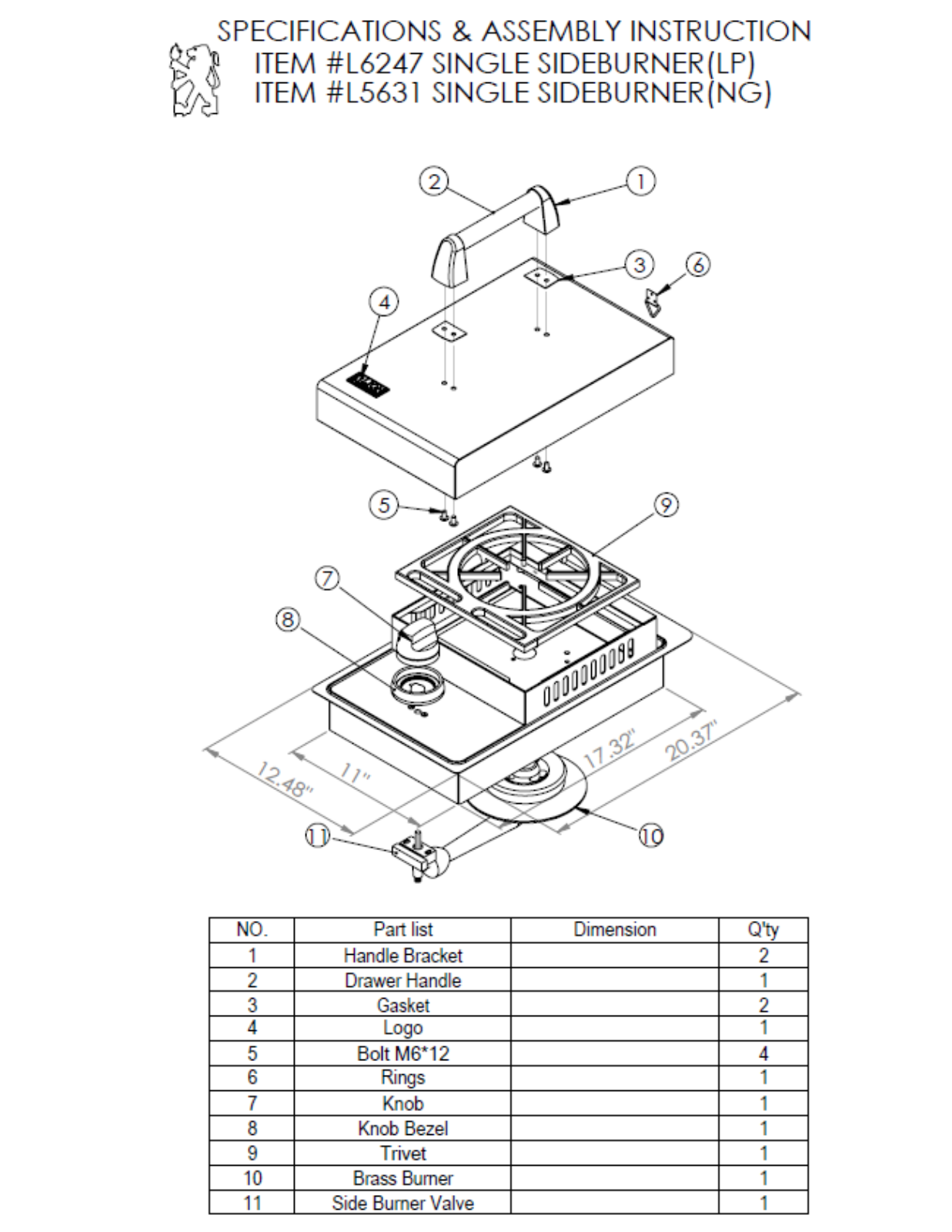 Lion L5631, L6247 Installation Manual