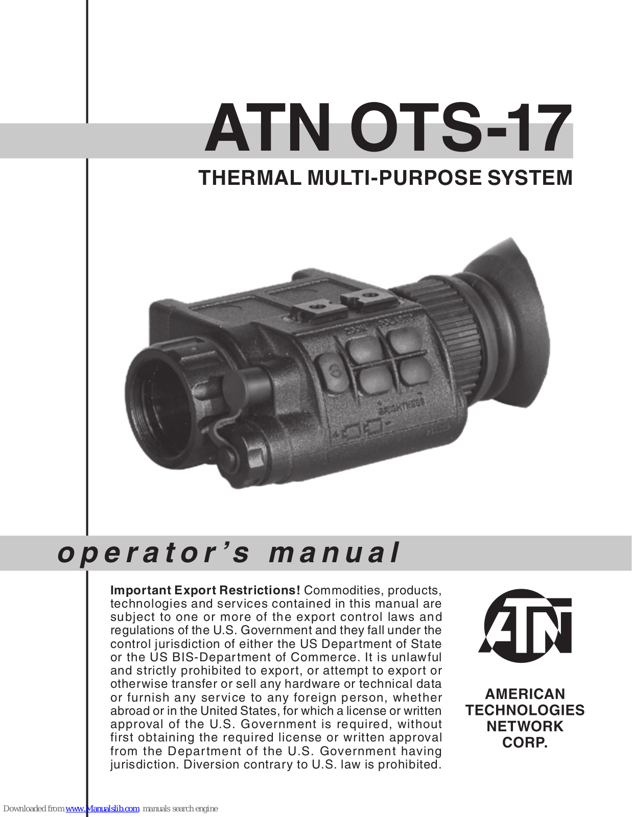 ATN OTS-17 Operator's Manual