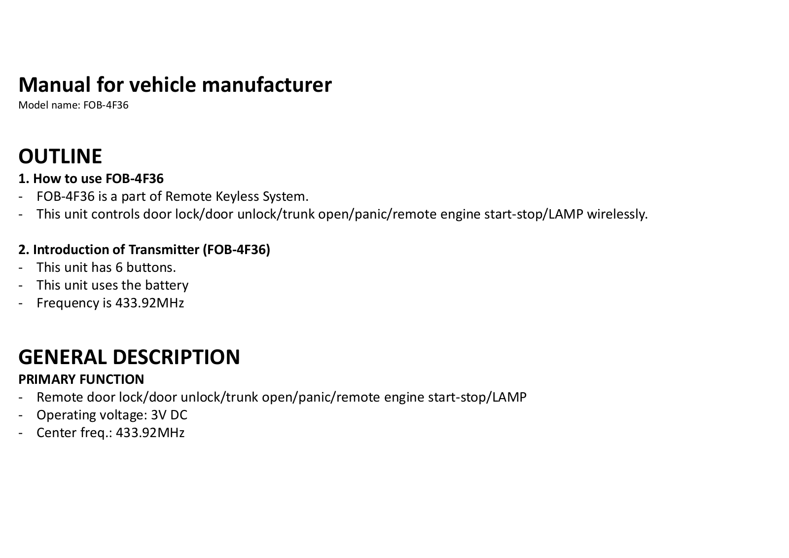 Hyundai FOB 4F36 Users Manual