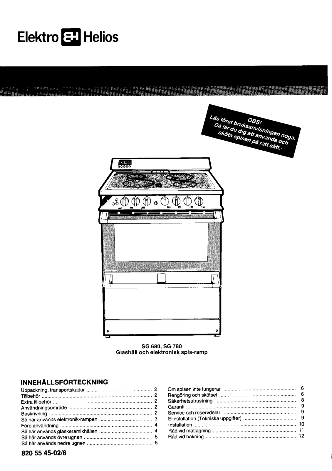 Elektro helios SG780, SG680 User Manual