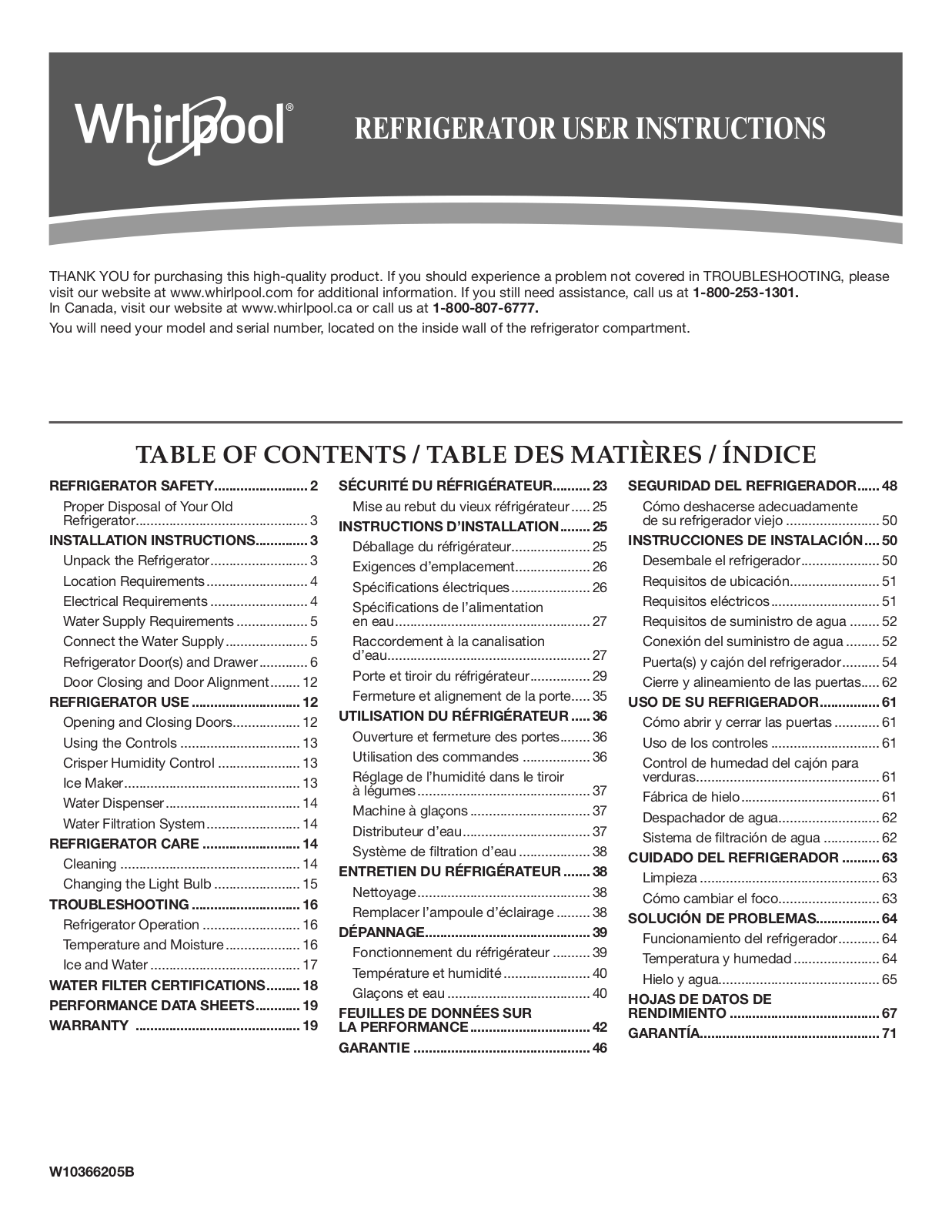 Whirlpool GX5FHTXVB, GX5FHTXVQ, GX5FHTXVY Owner's Manual