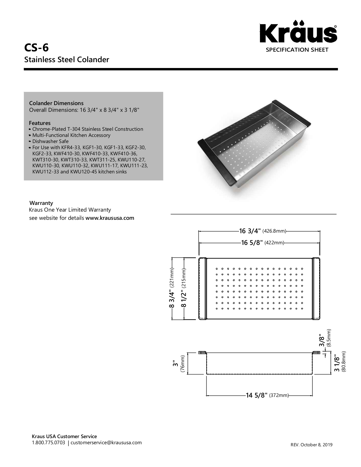 Kraus KUS10292 Specifications - ManualMachine.com