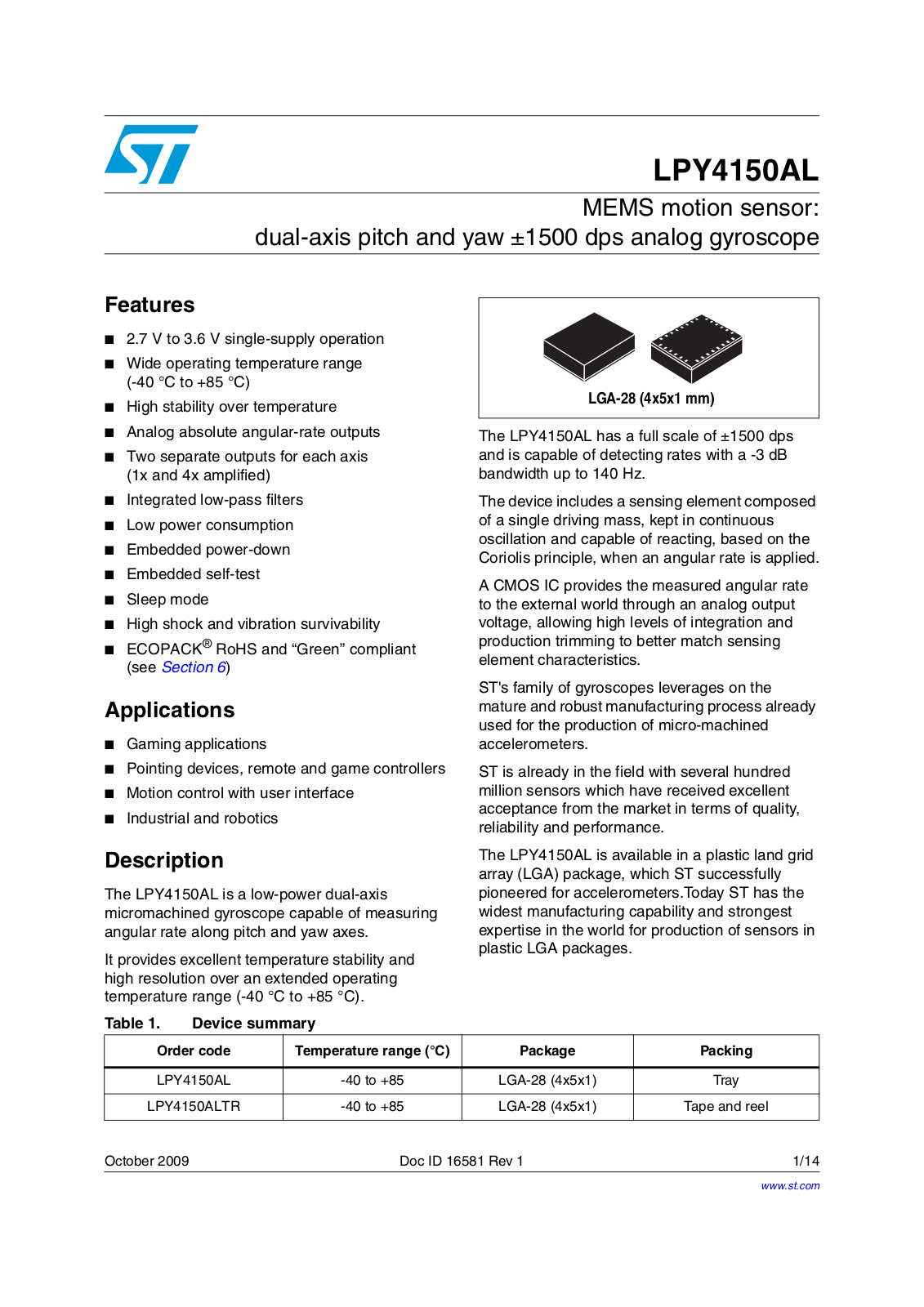 ST LPY4150AL User Manual