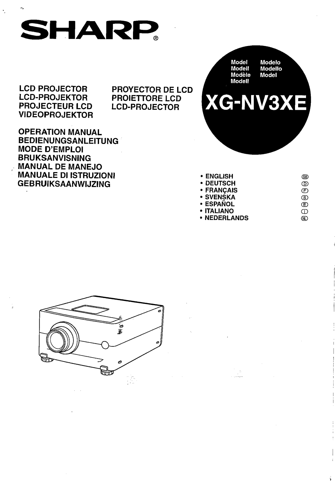 Sharp XG-NV3XE Operating Manual