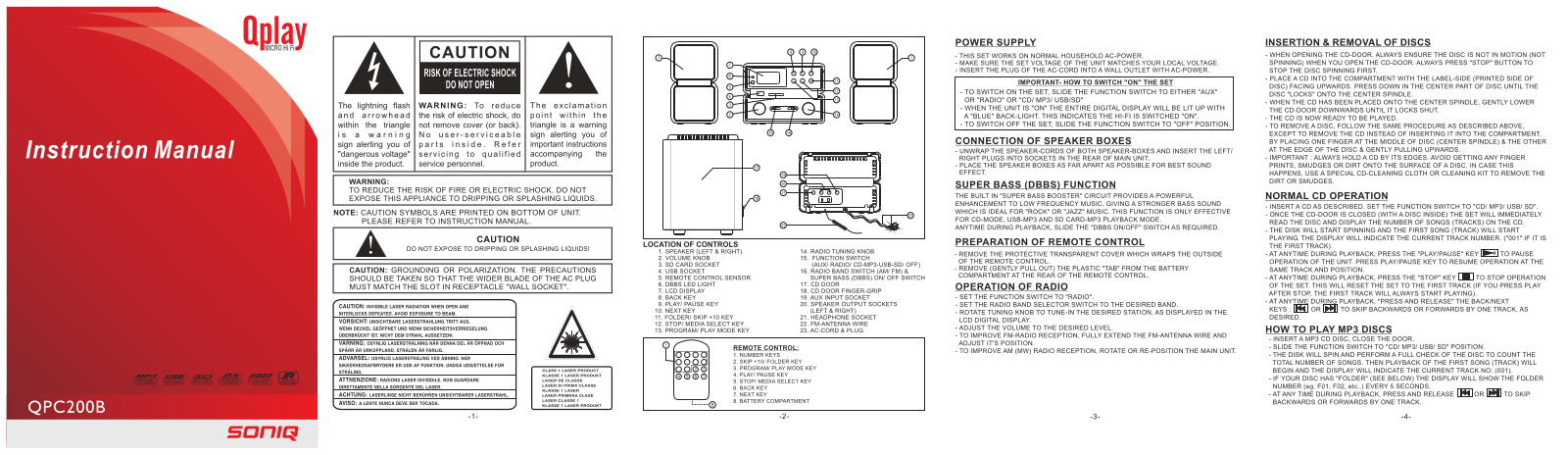 SONIQ QPC200B Instruction Manual