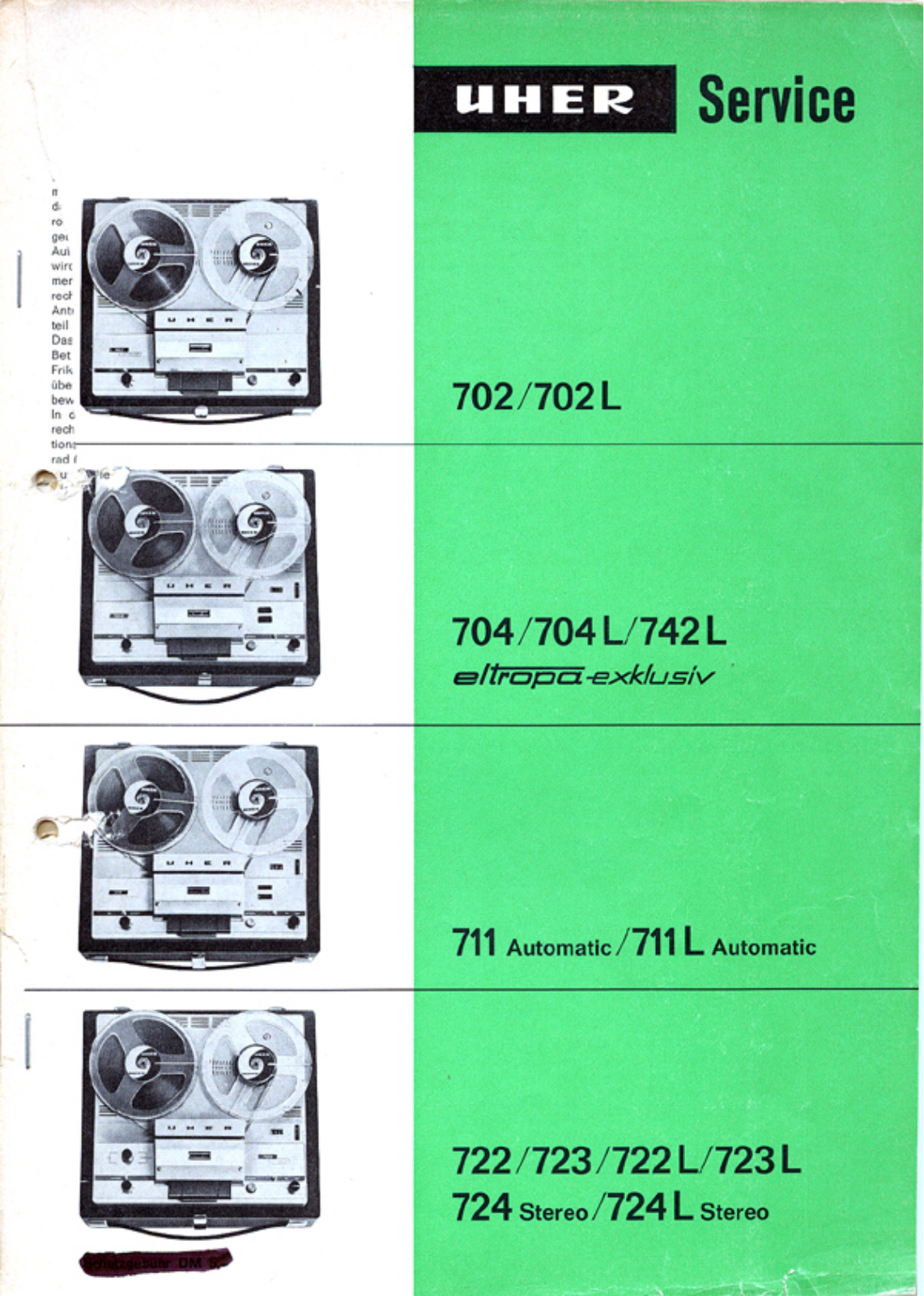Uher 724 Stereo Service manual