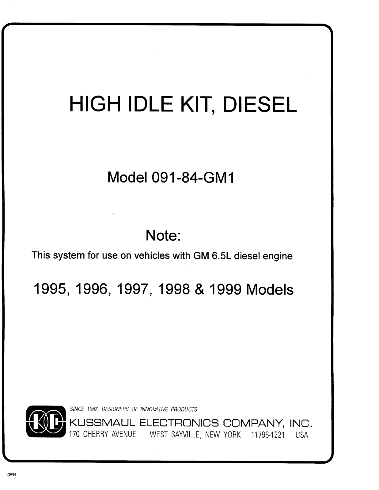 Kussmaul 091-84-GM1 User Manual