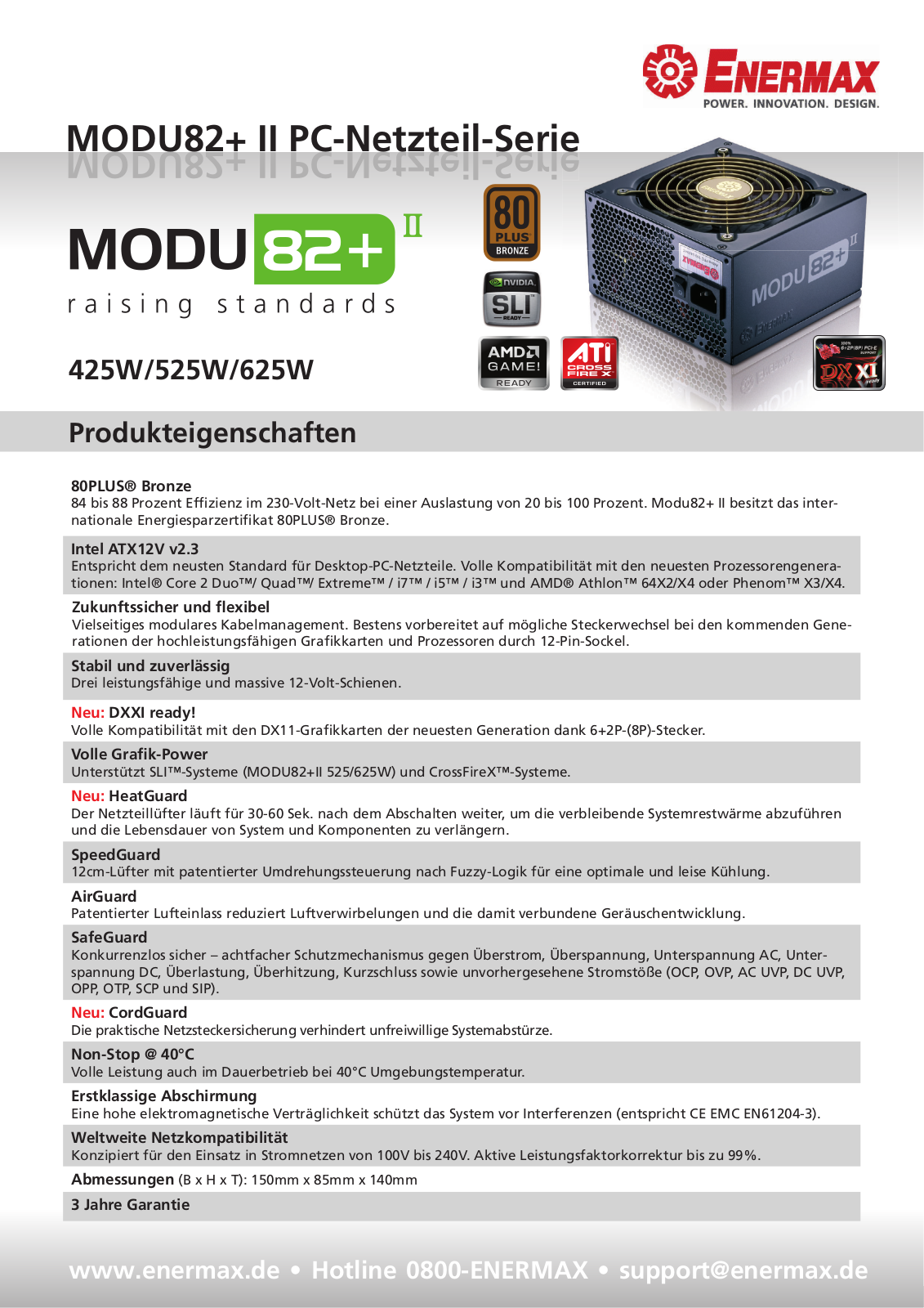 Enermax MODU82 PLUS II DATASHEET