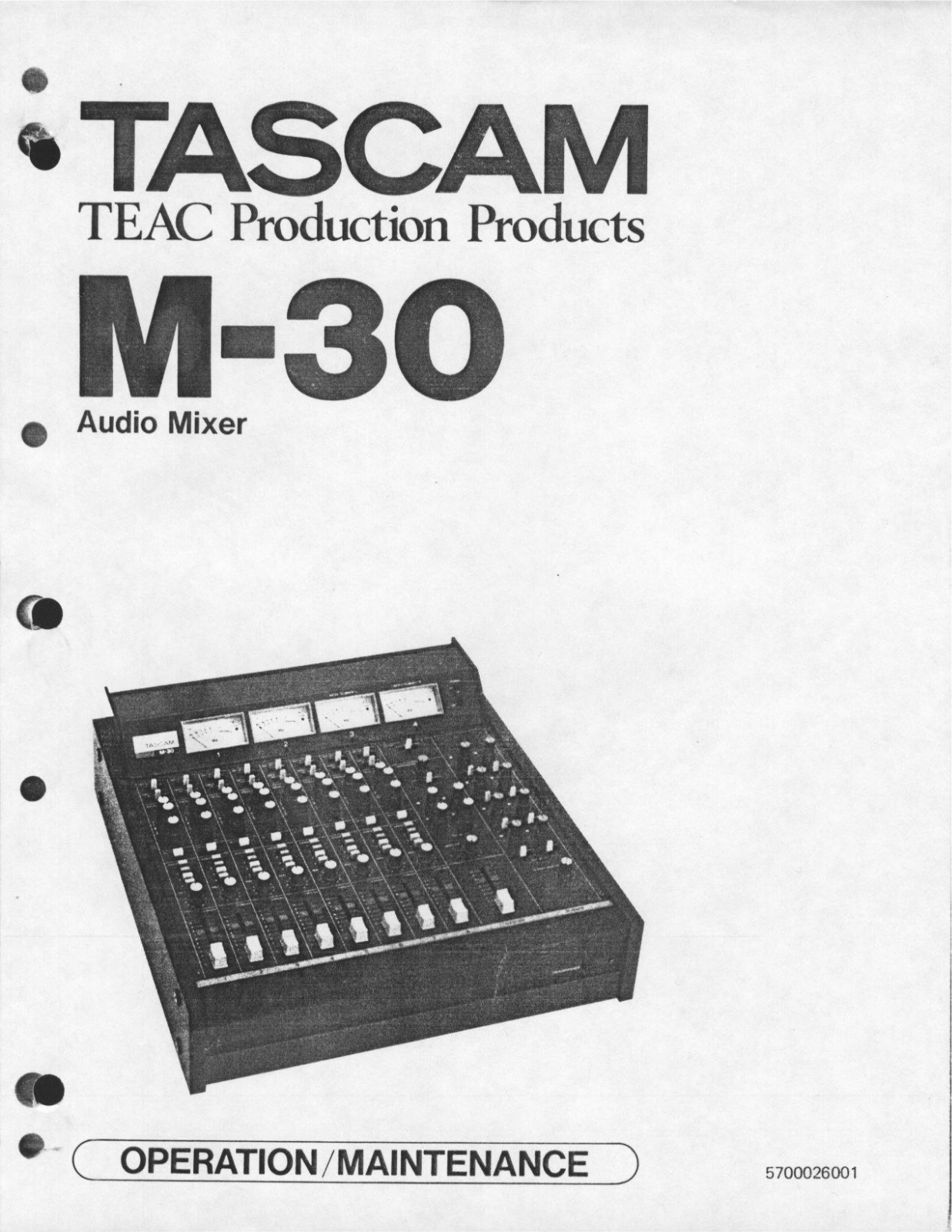 Tascam M-30 Owners manual