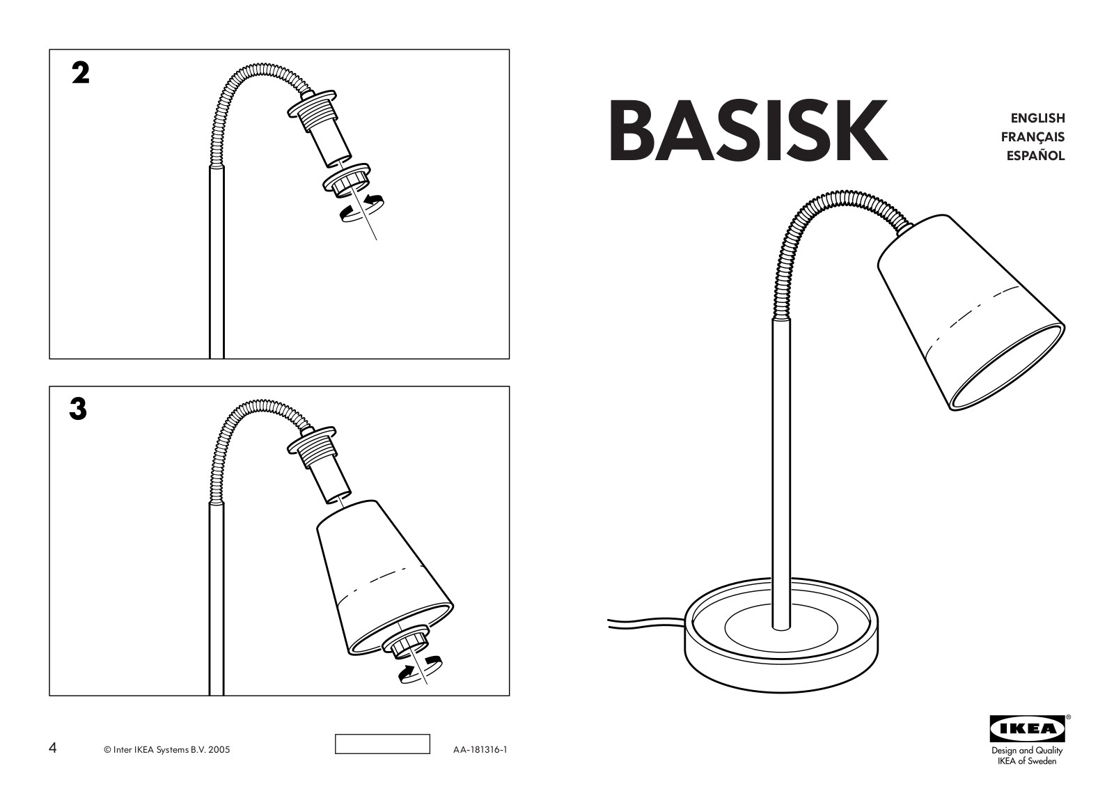 IKEA BASISK WORK LAMP Assembly Instruction