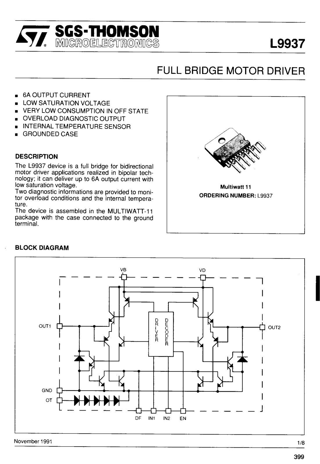 SGS Thomson Microelectronics L9937 Datasheet