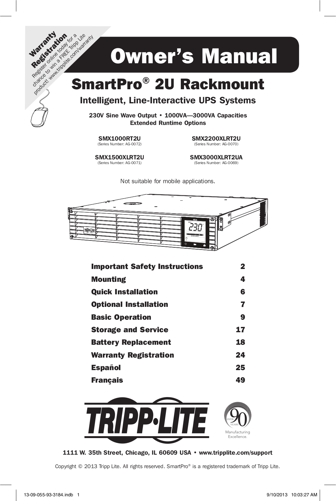 Tripp SMX1500XLRT2U User Manual