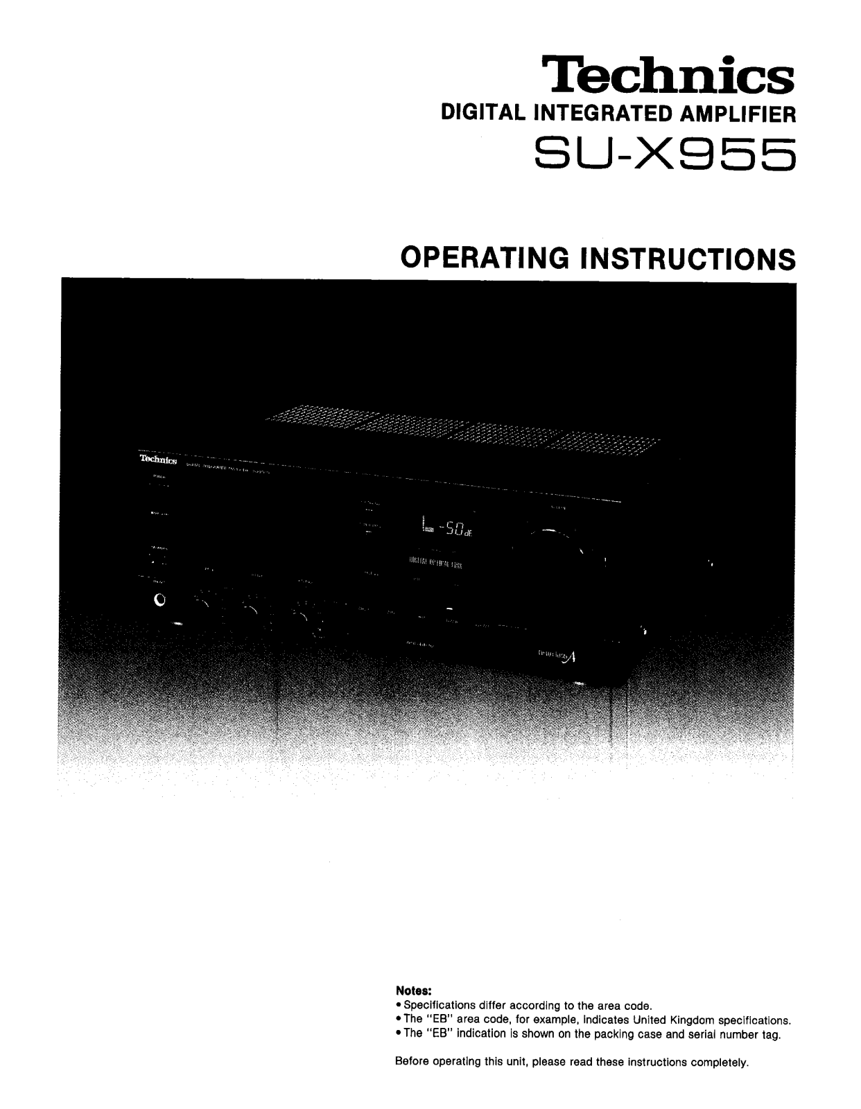 Panasonic SU-X955 User Manual