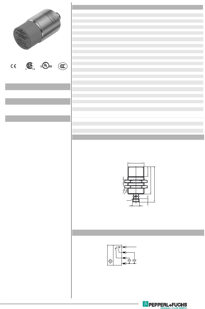 Pepperl Fuchs NJ15-30GM50-A2-V1 Data Sheet