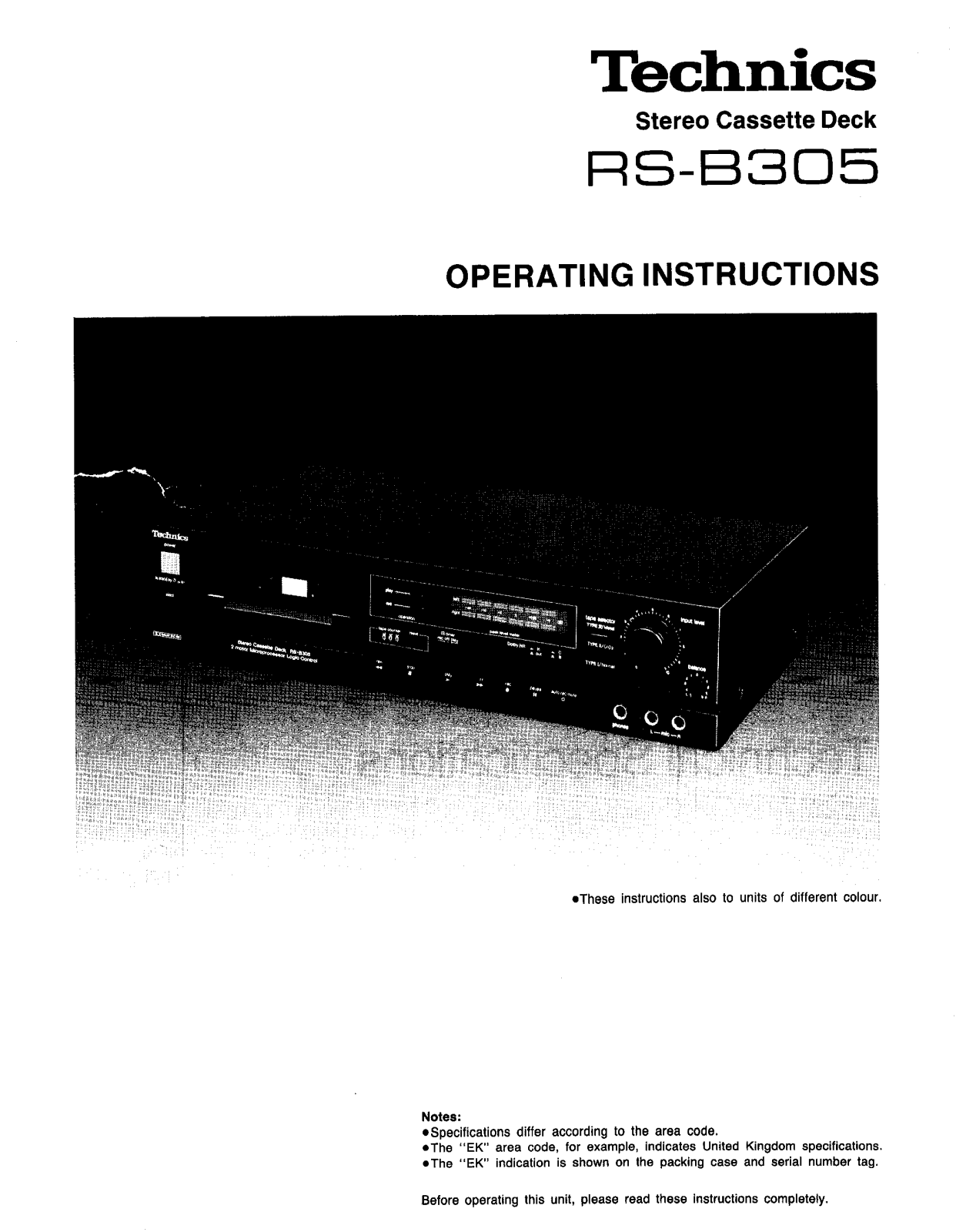 Panasonic RS-B305 Operating Instructions