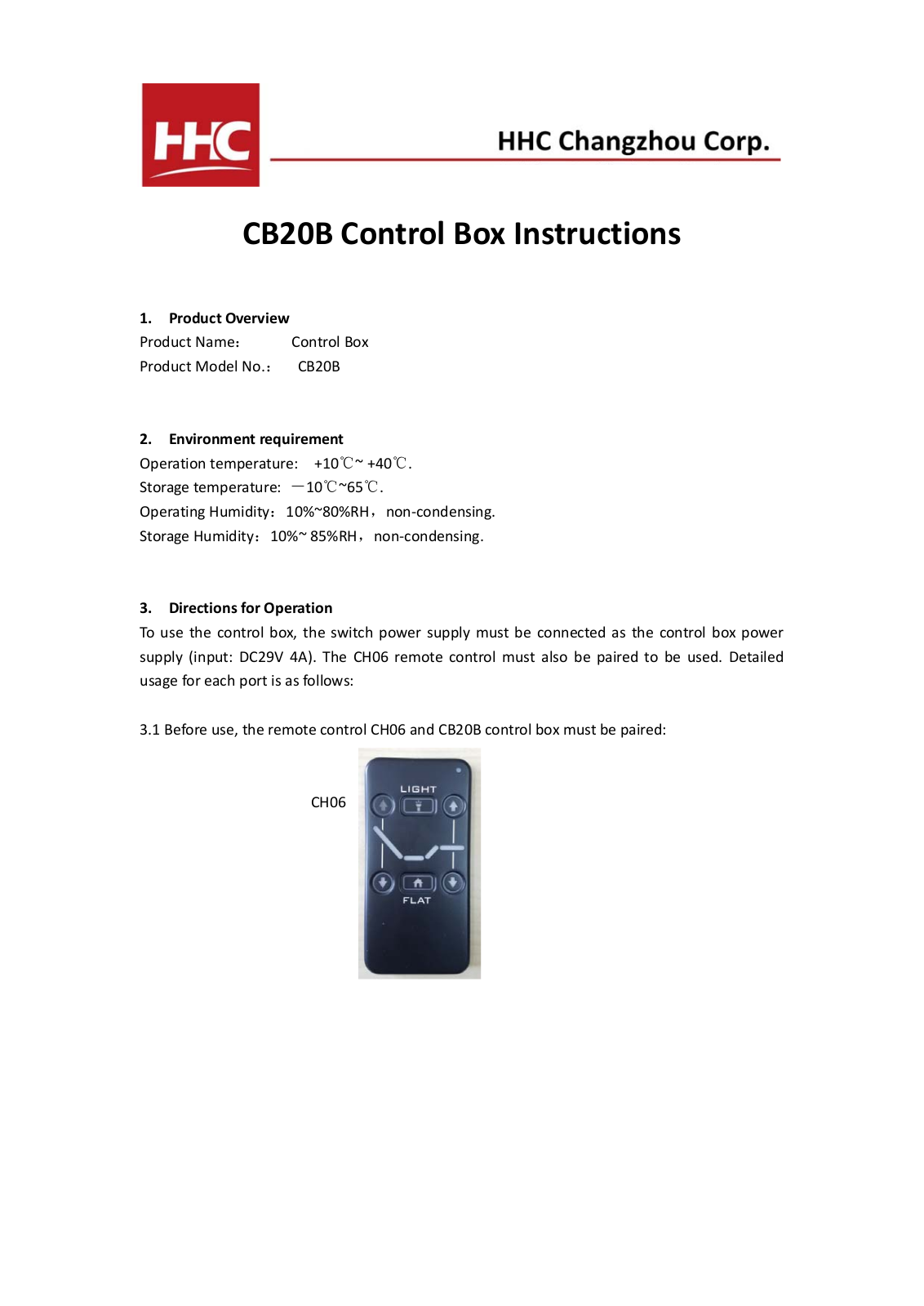 HHC Changzhou CB20HHC011 User Manual