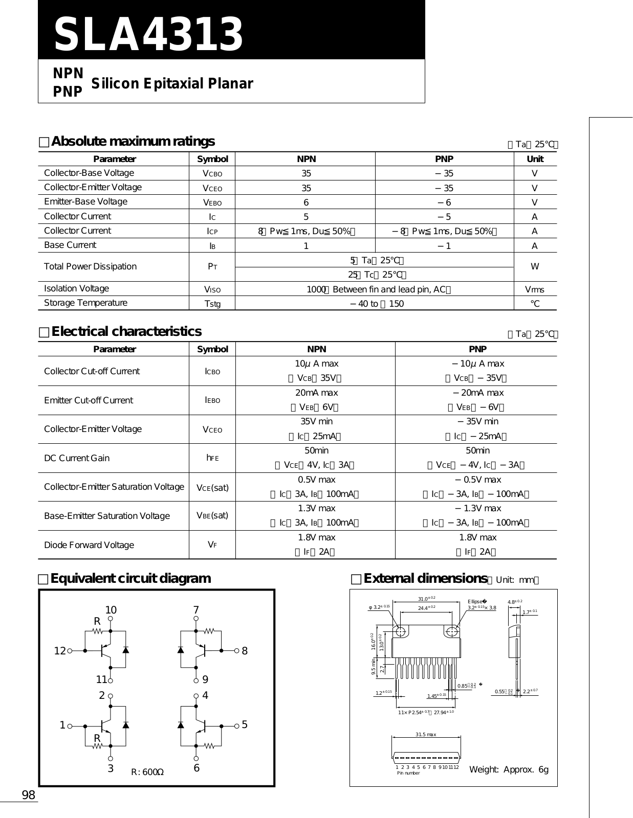 Sanken Electric Co SLA4313 Datasheet