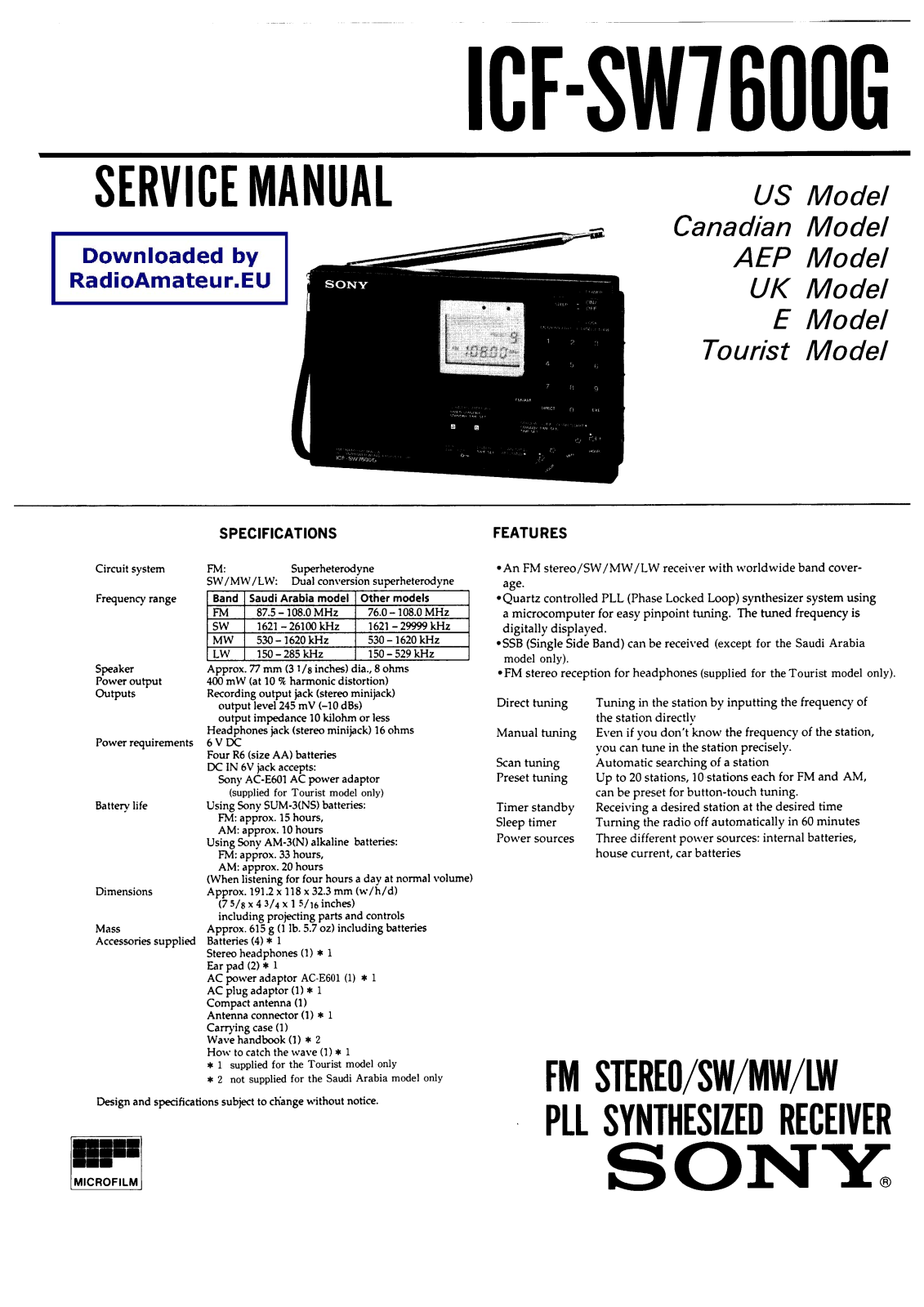 Sony ICF-SW7600G User Manual 2