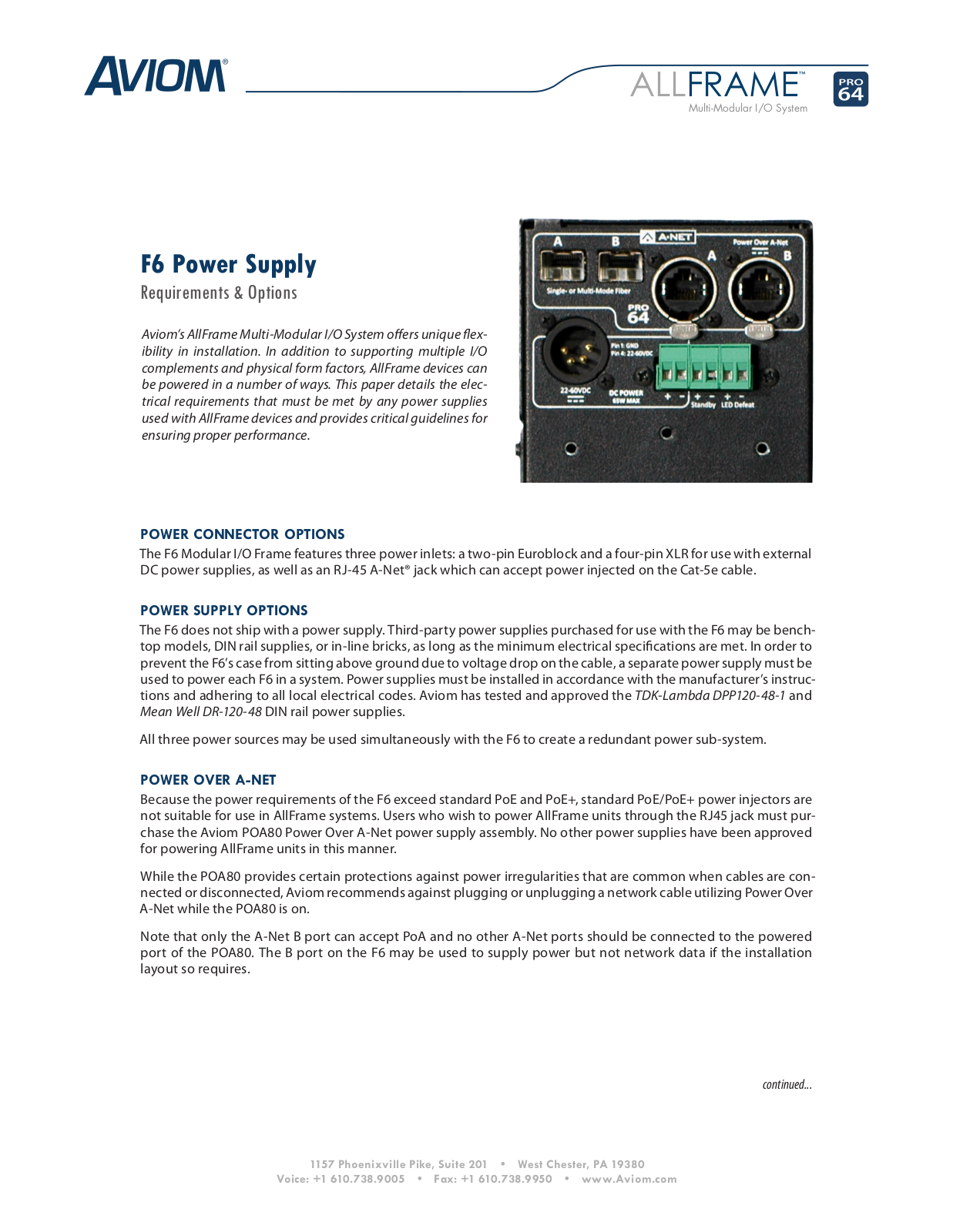 Aviom F6 User's Manual