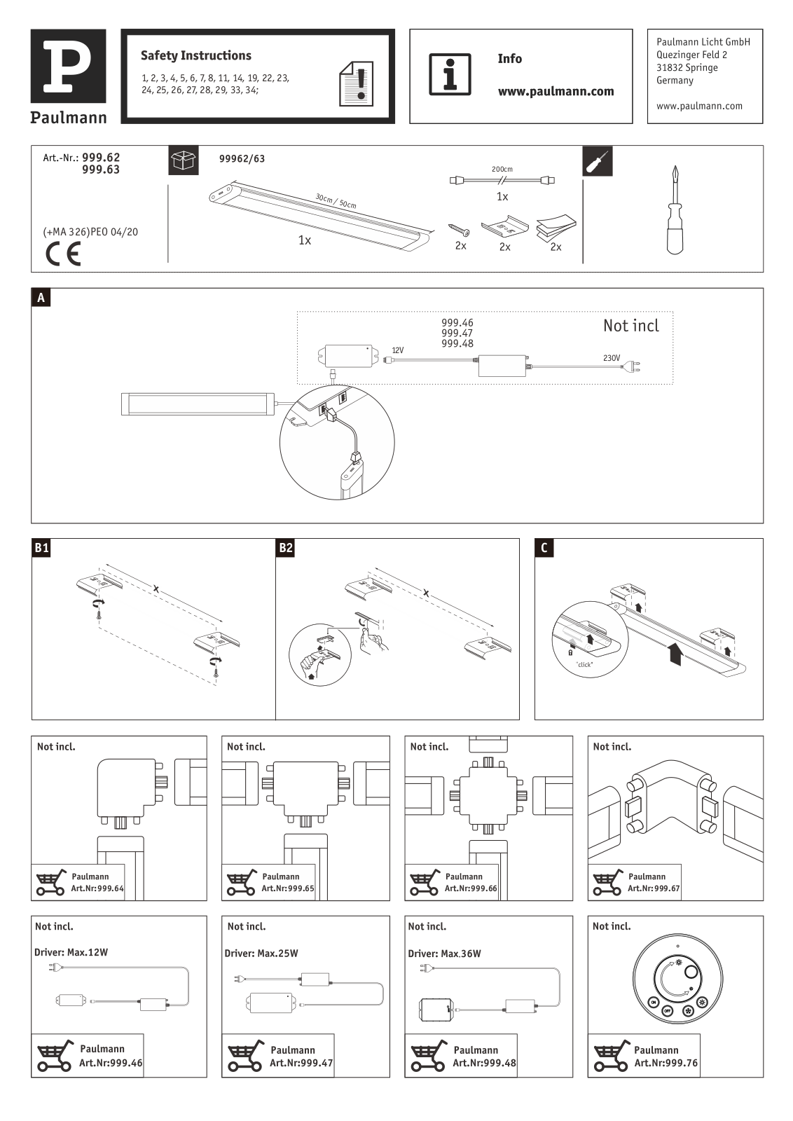 Paulmann 99962 Installation manual - ManualMachine.com