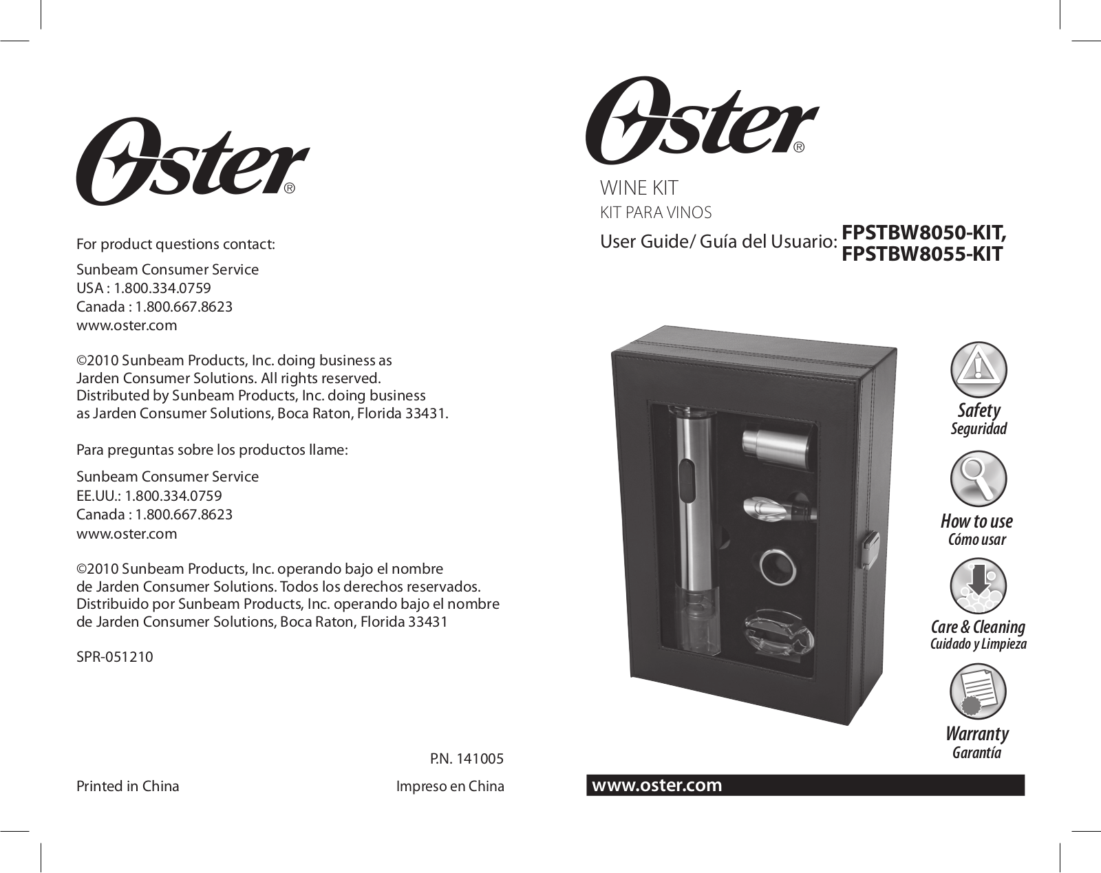 Oster FPSTBW8055-KIT, FPSTBW8050-KIT User Manual