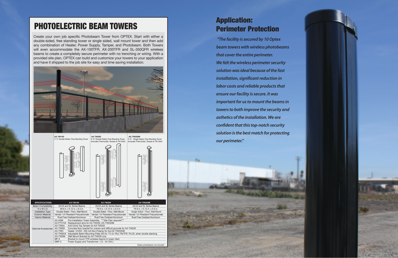 Optex AX-TW100, AX-TW200, AX-TW200M Specsheet