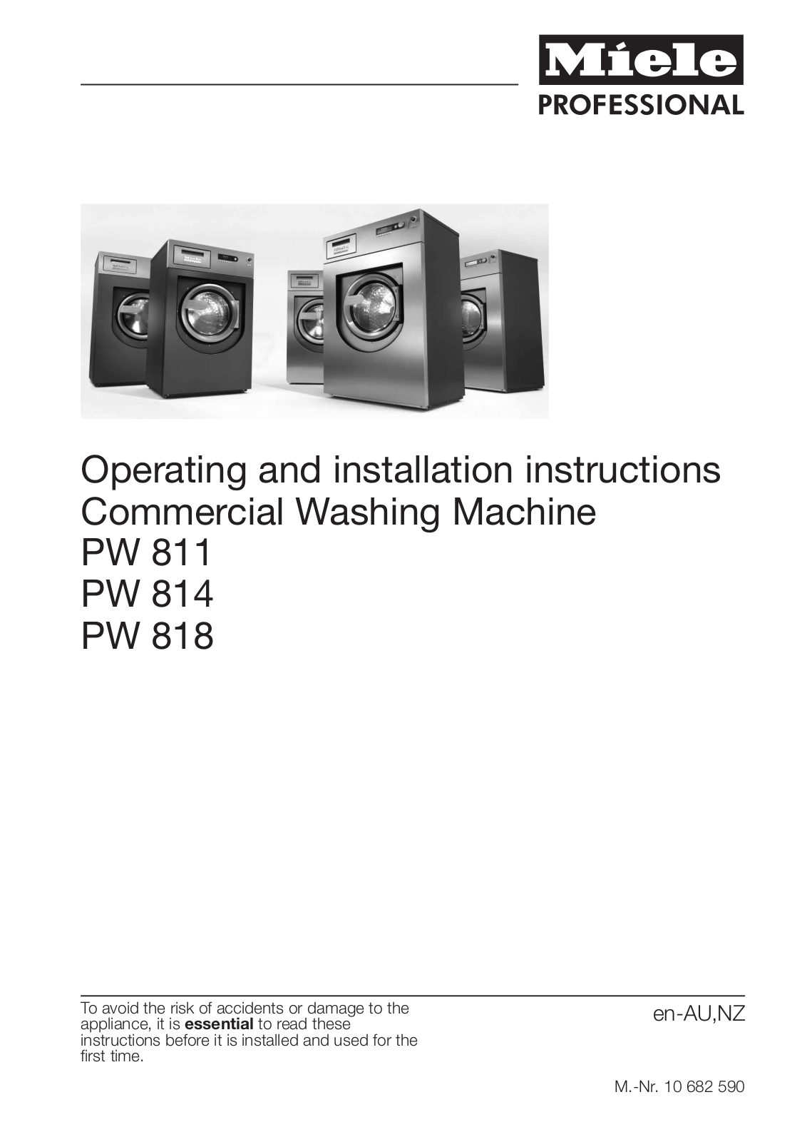 Miele PW 811, PW 814, PW 818 Operating instructions