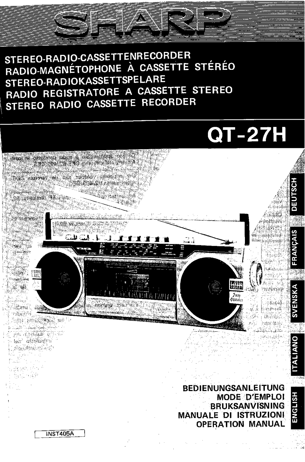 Sharp QT-27H User Manual