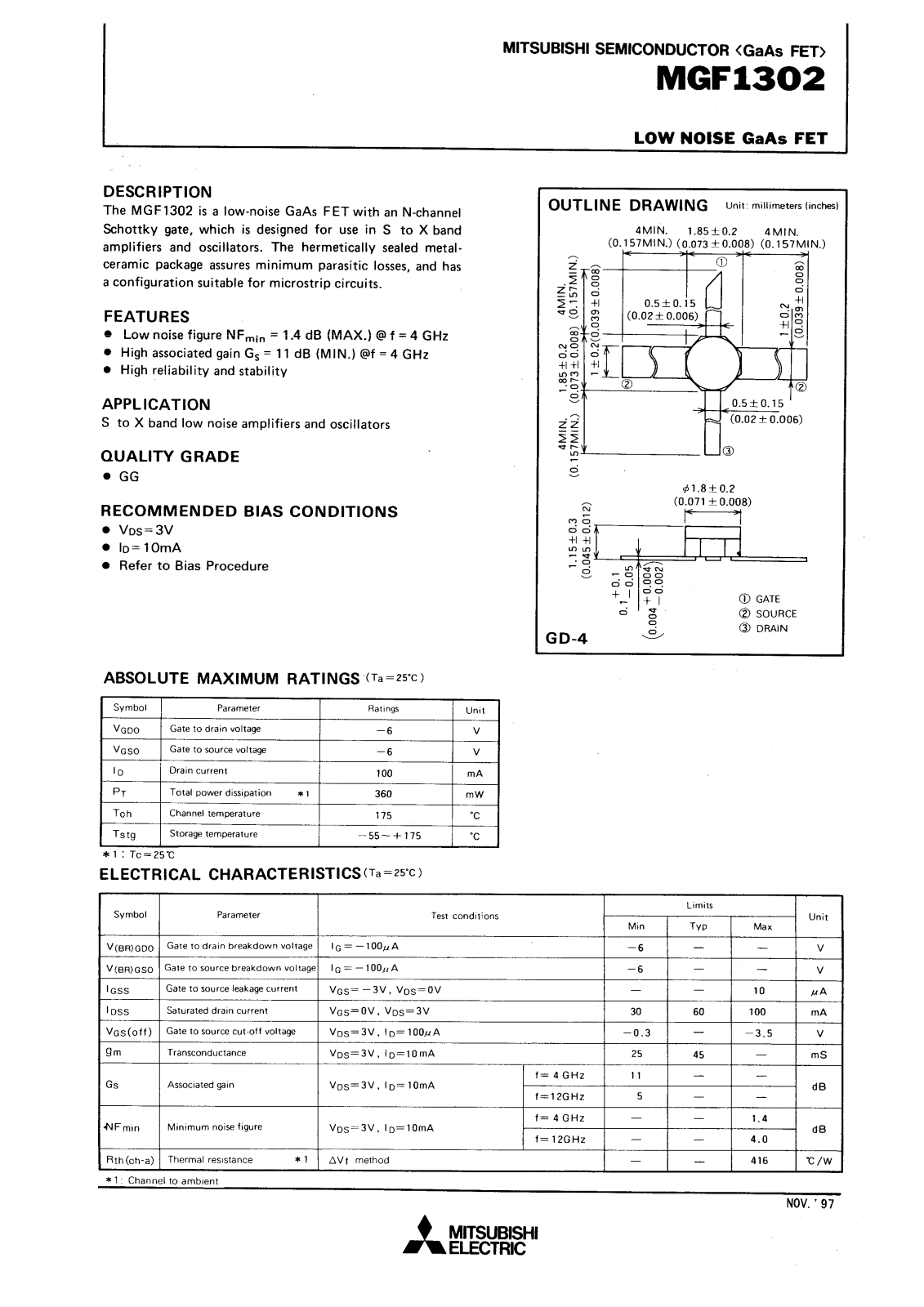 MITSUBISHI MGF1302 User Manual