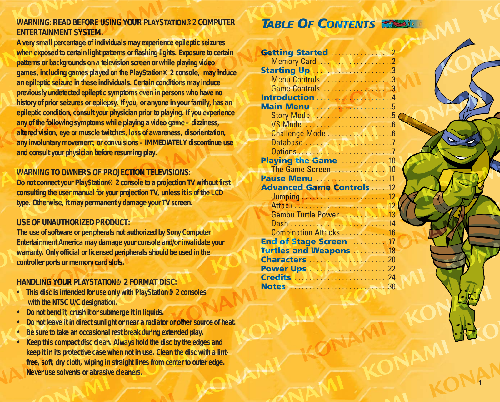 Games PS2 TEENAGE MUTANT NINJA TURTLES User Manual