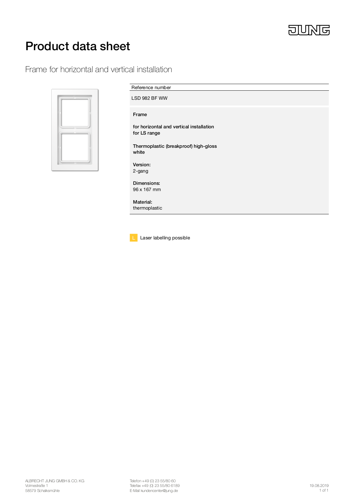 Jung LSD 982 BF WW User Manual