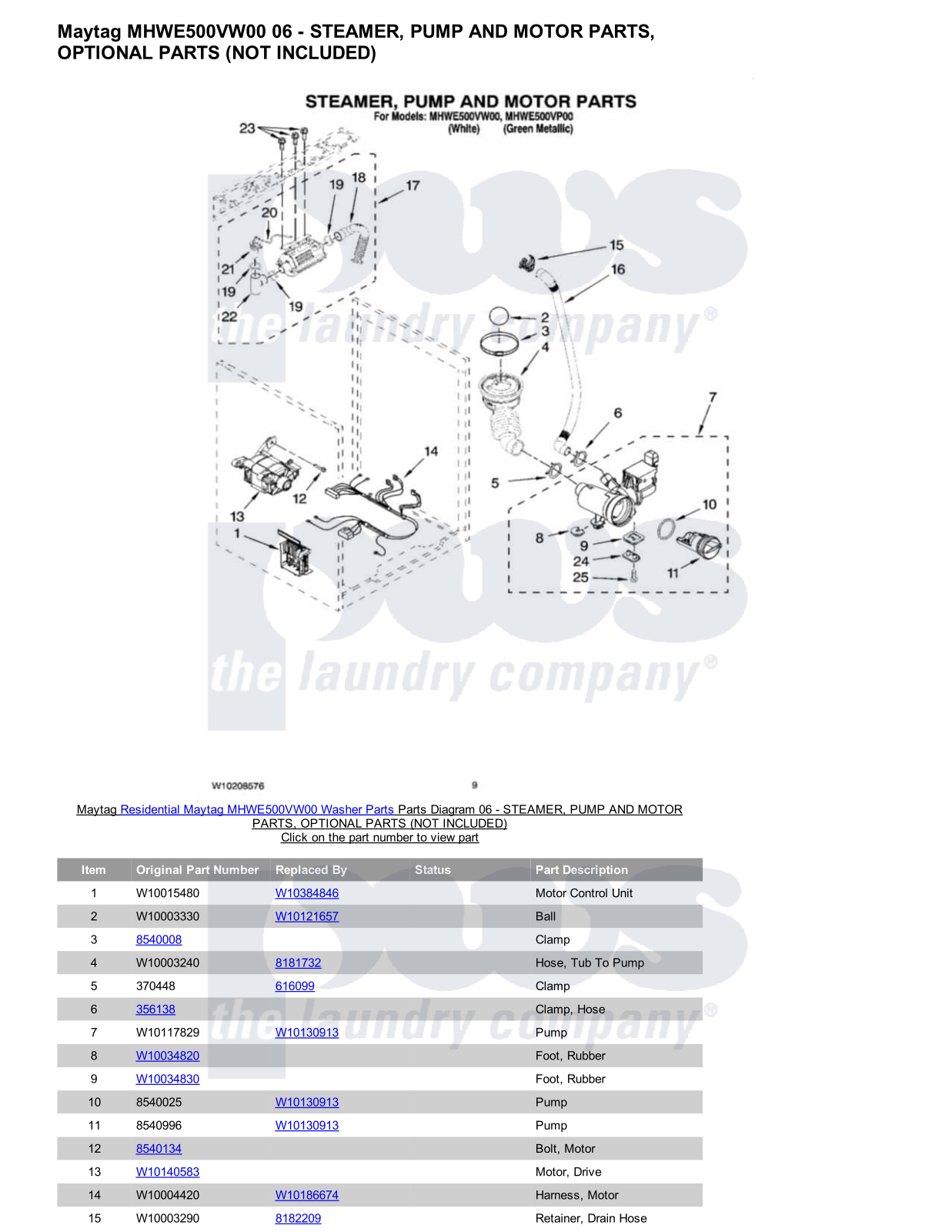 Maytag MHWE500VW00 Parts Diagram