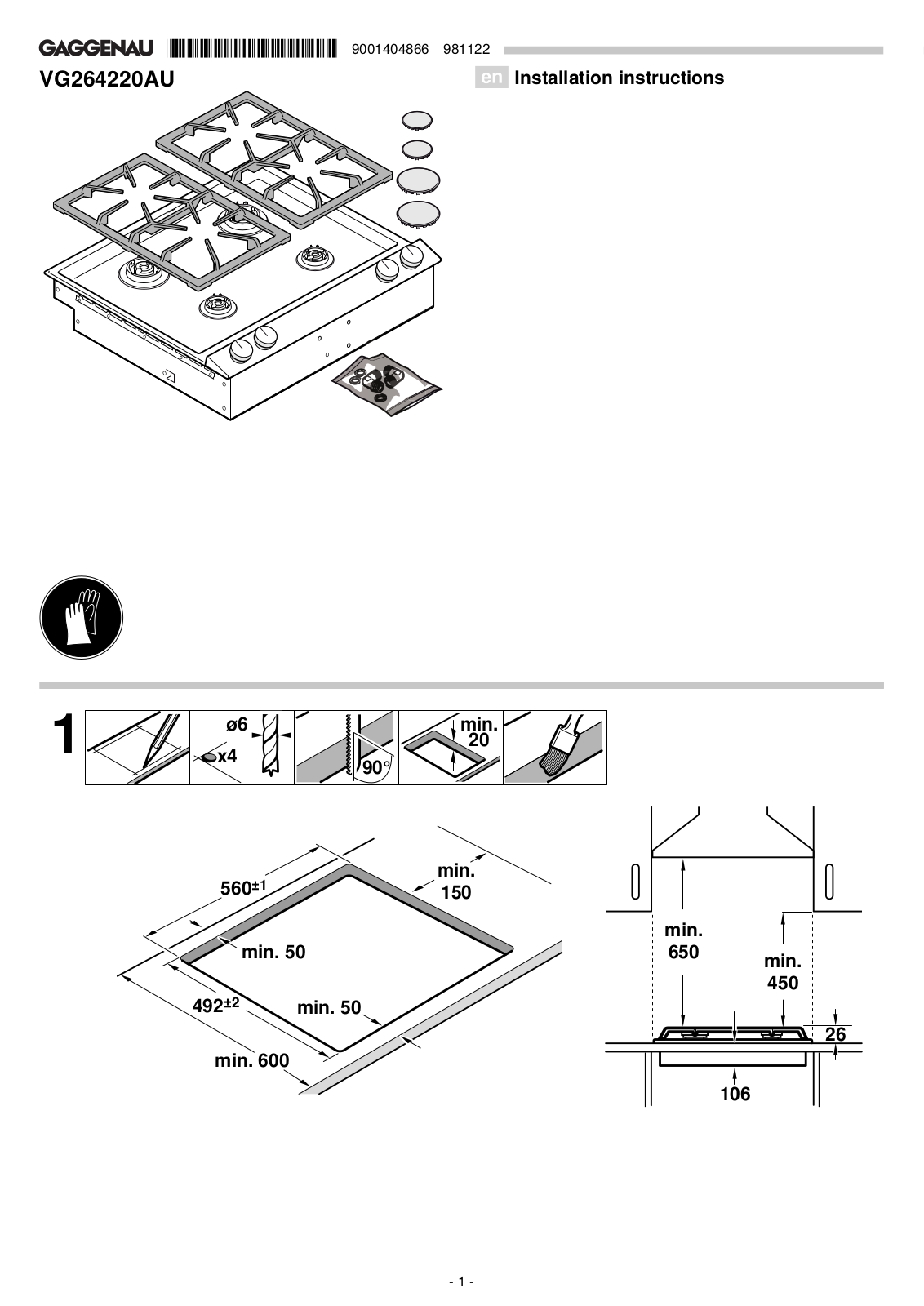 Gaggenau VG264220AU Installation Guide