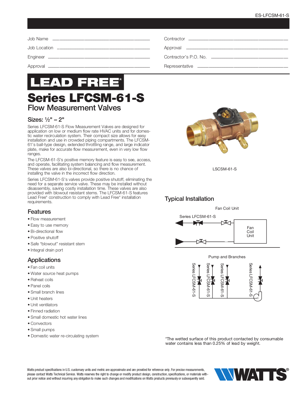 Watts LFCSM-61-S User Manual