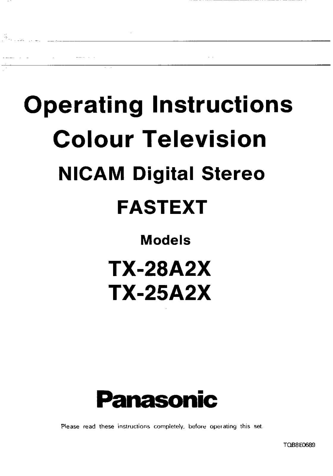 Panasonic TX-25A2X, TX-28A2X User Manual