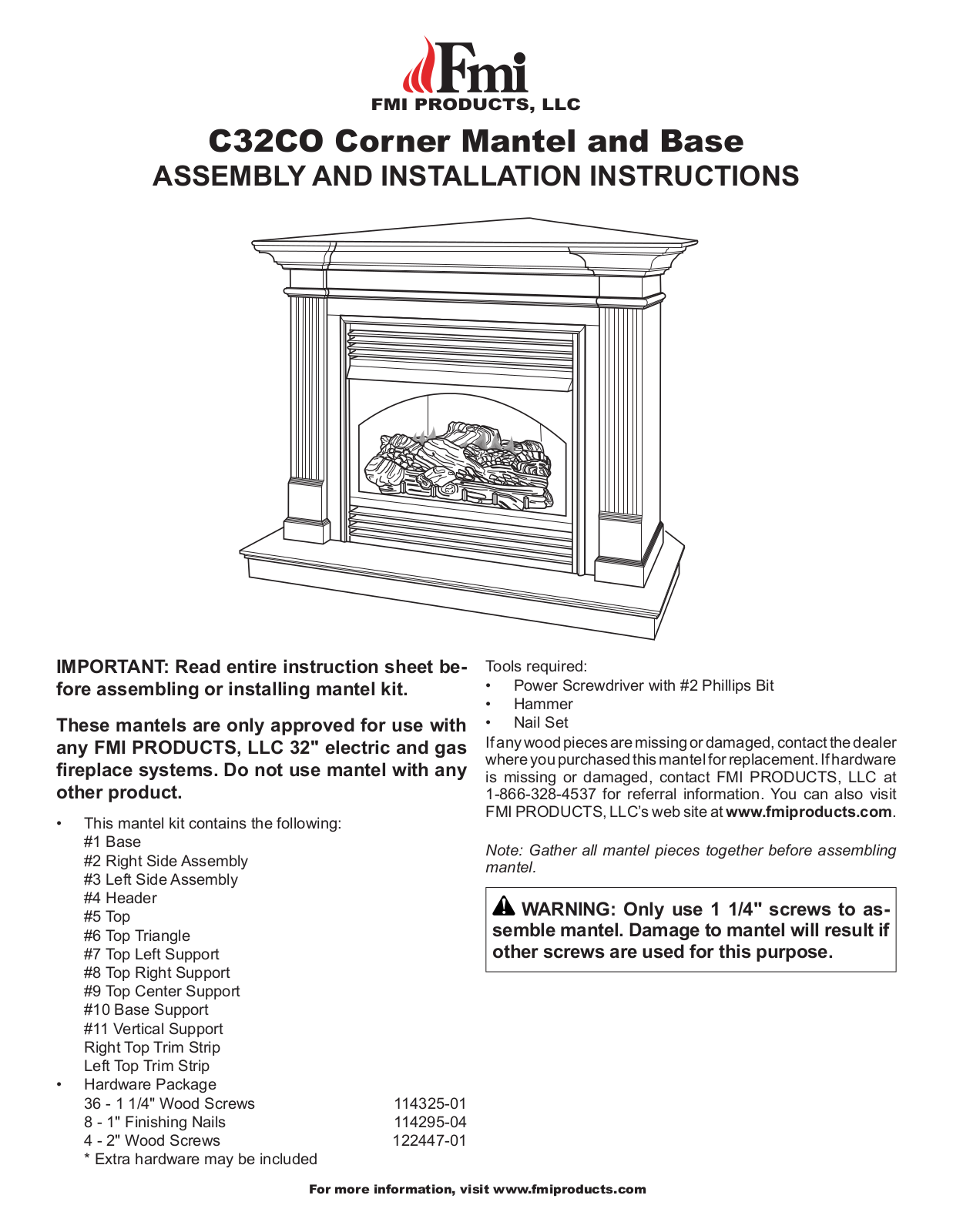 FMI C32CO Assembly And Installation Instructions Manual