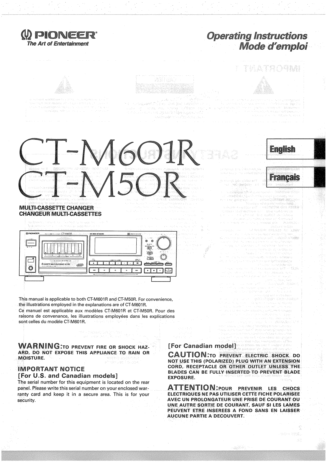 Pioneer CTM-50-R, CTM-601-R Owners manual