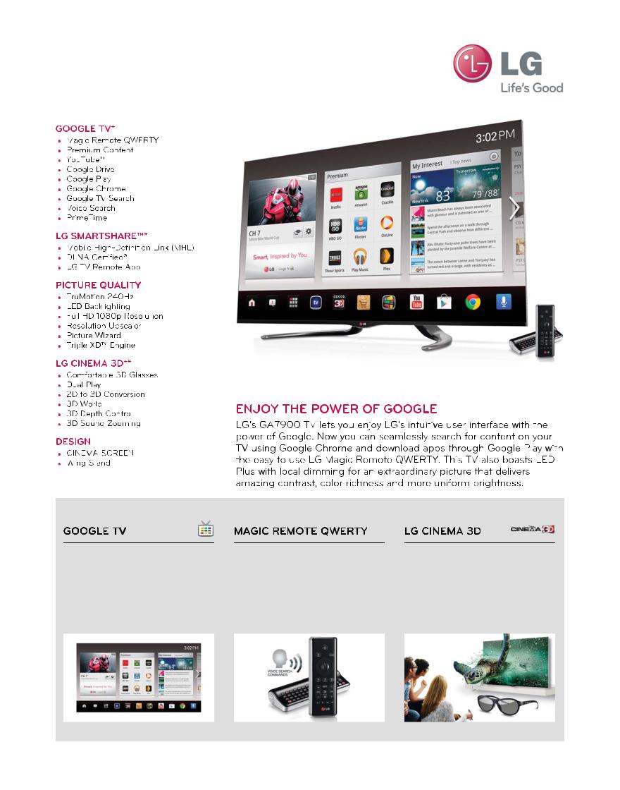 LG 47GA7900 Specification Sheet