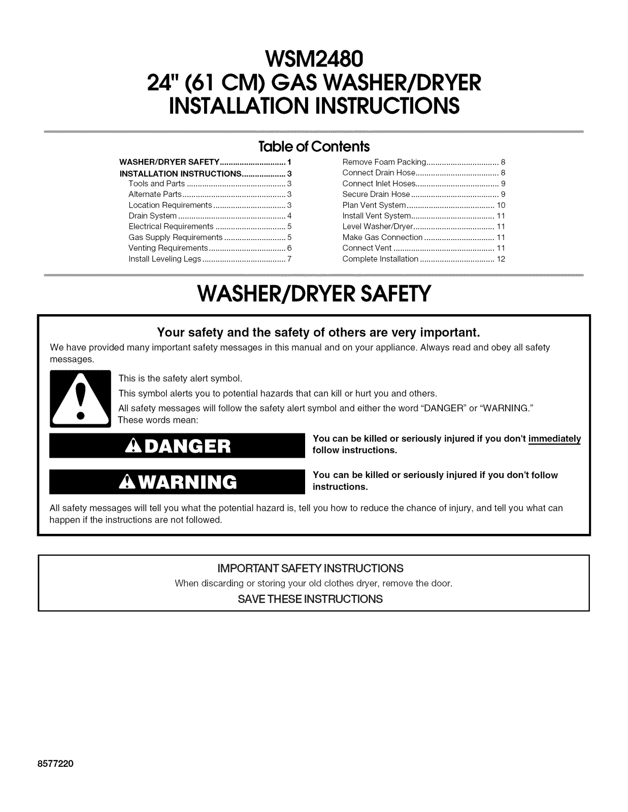 GE WSM2480D3WW, WSM2480TAAAA, WSM2480TAAWW Installation Guide - ManualMachine.com