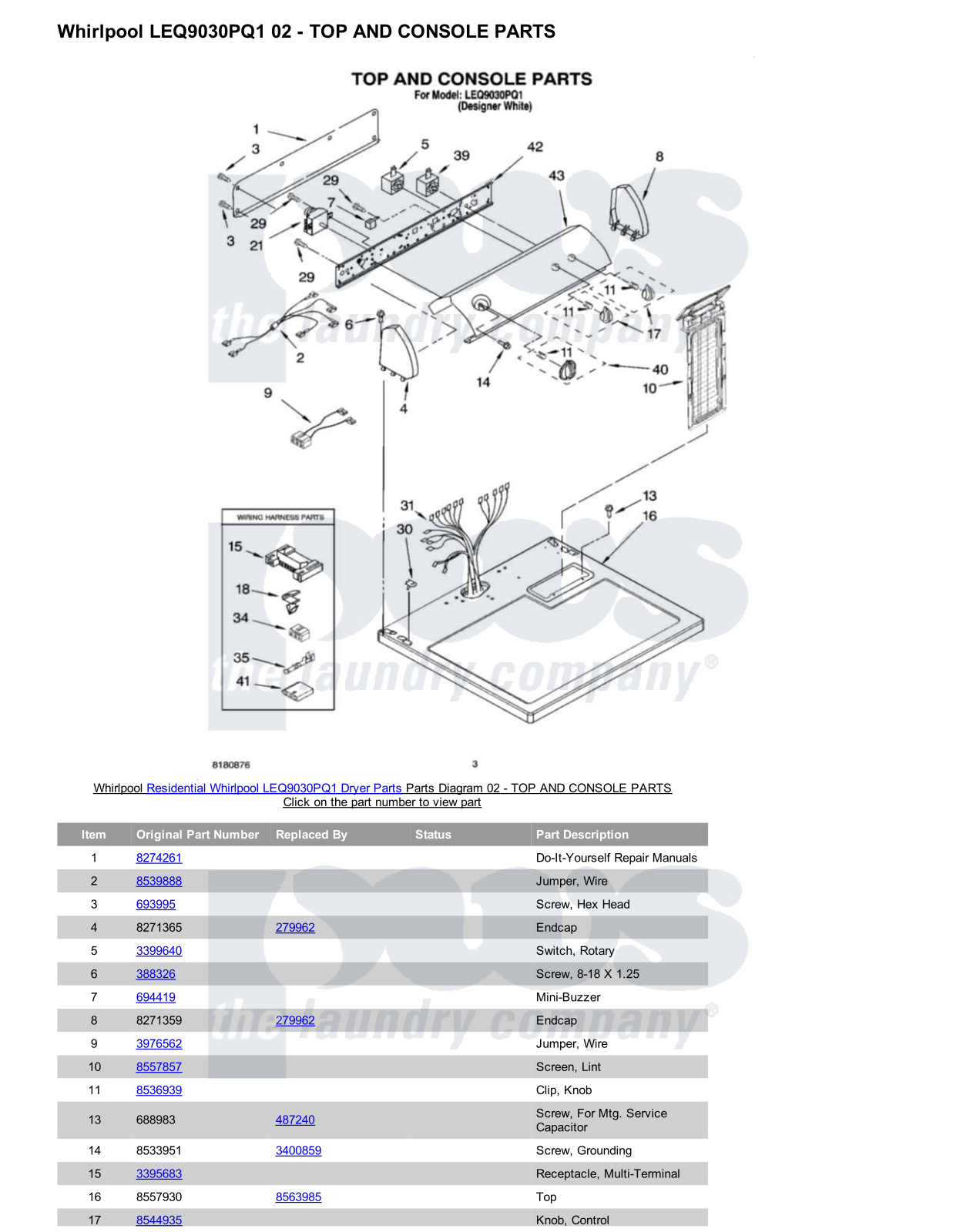 Whirlpool LEQ9030PQ1 Parts Diagram