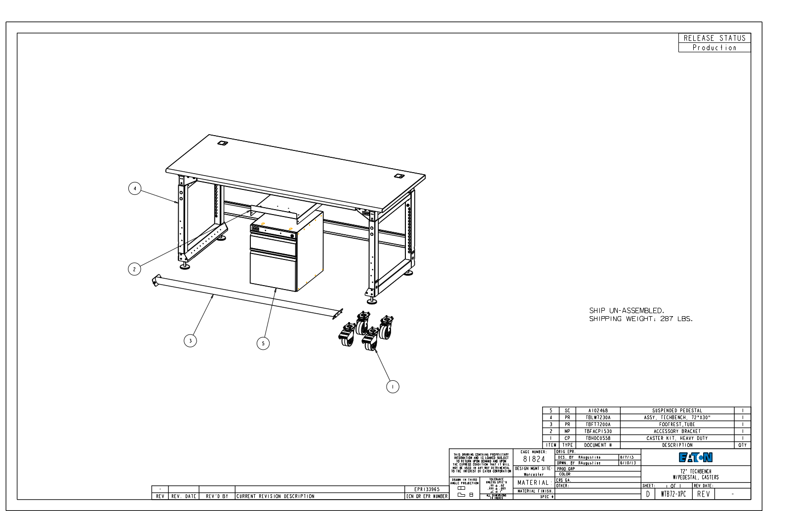 Eaton Benches By Wright Line WTB72-XPC Dimensional Sheet