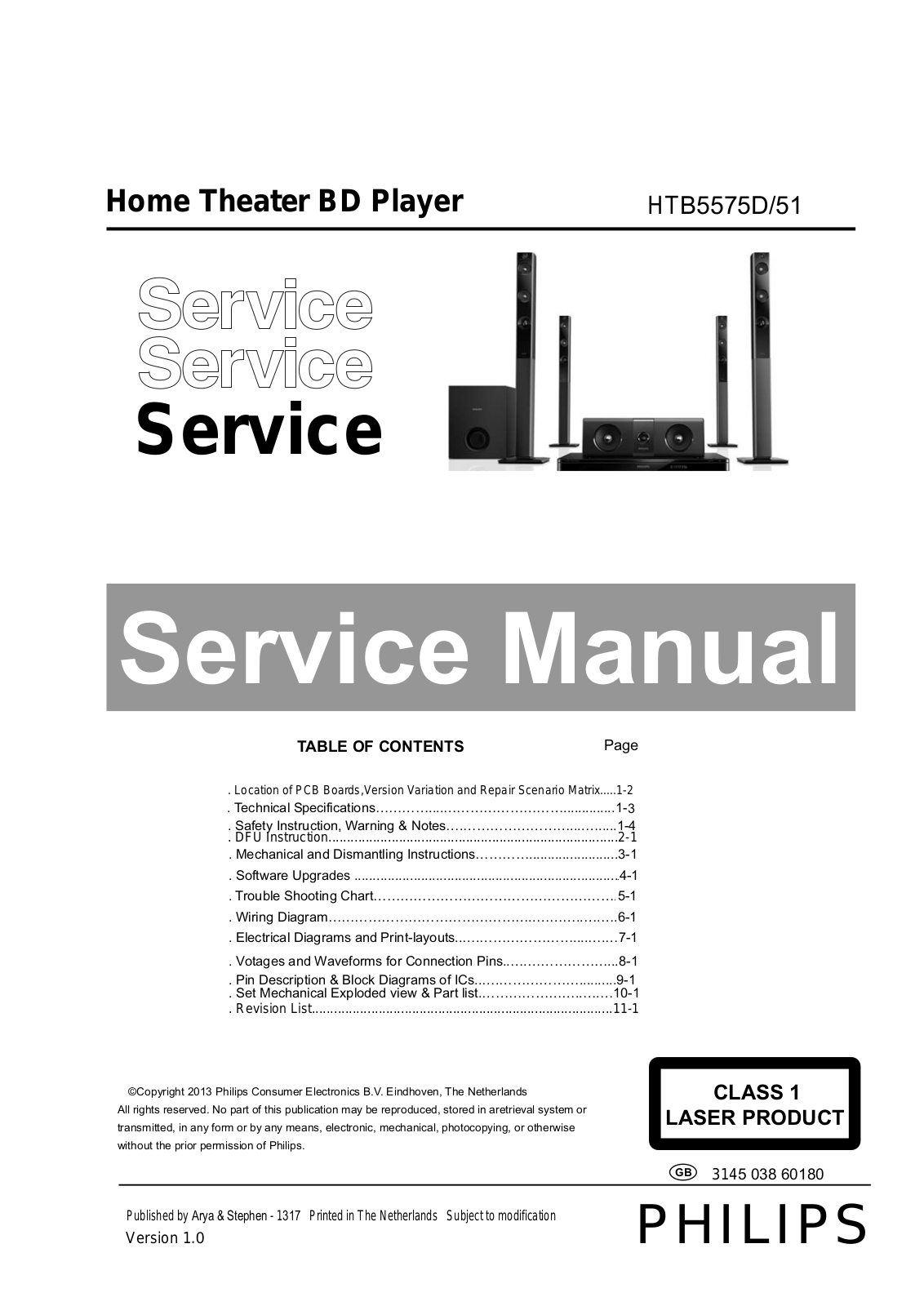 Philips HTB-5575-D-51 Service Manual